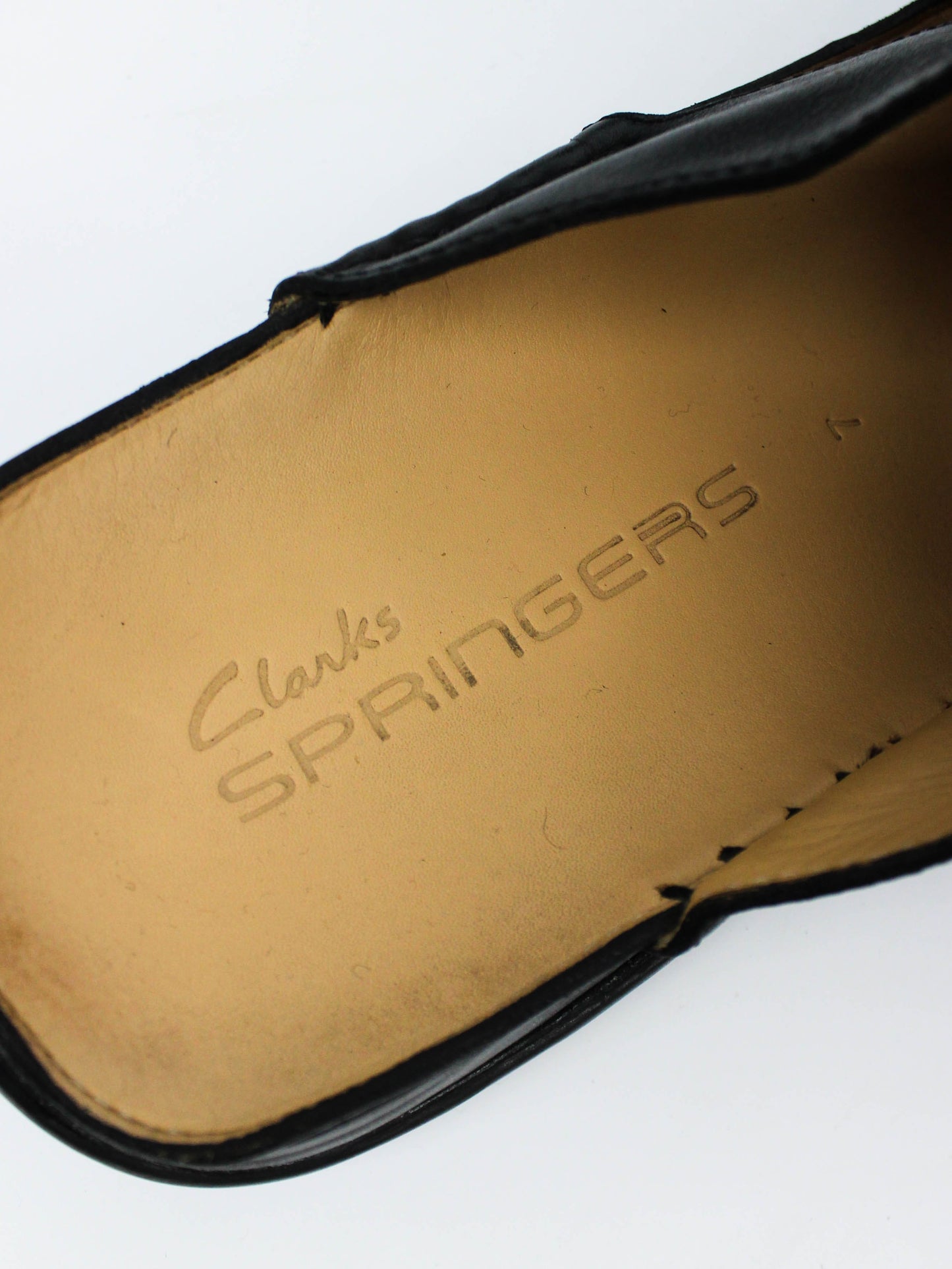 Clarks Springers Black Leather Slide Sandals