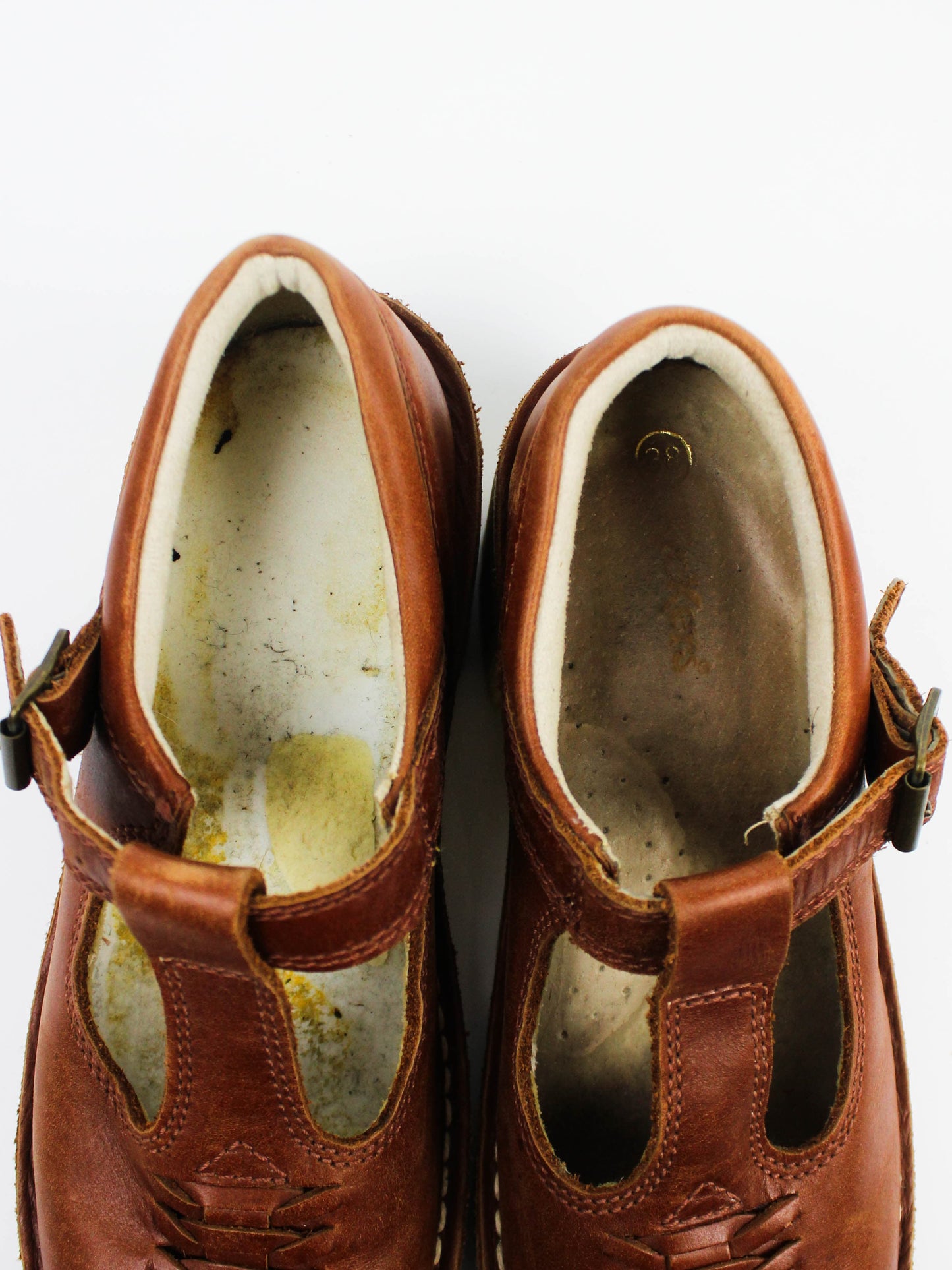 Kickers Brown Leather Mary Jane Platform Shoes