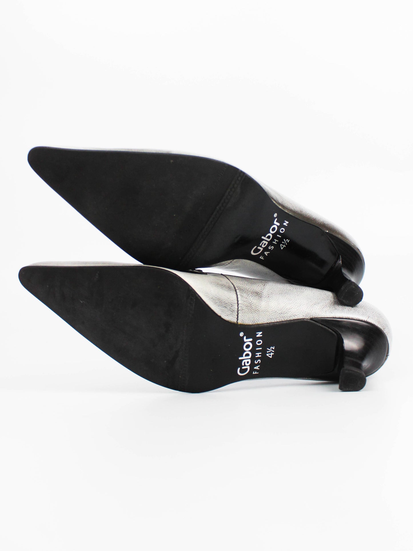 Gabor Metallic Silver Pointed Loafers