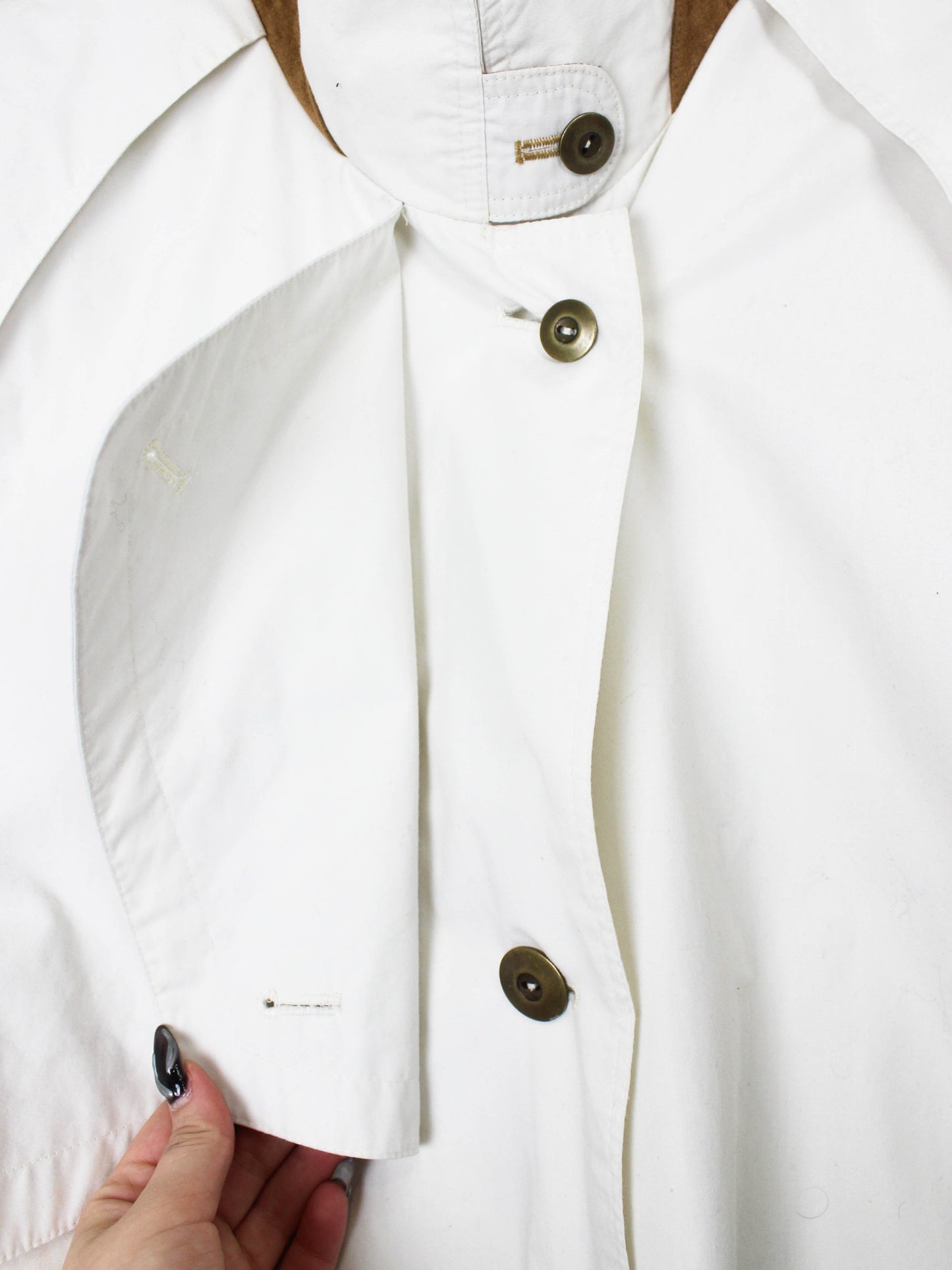 Білий тренч із шкіряними вставками SAVANA