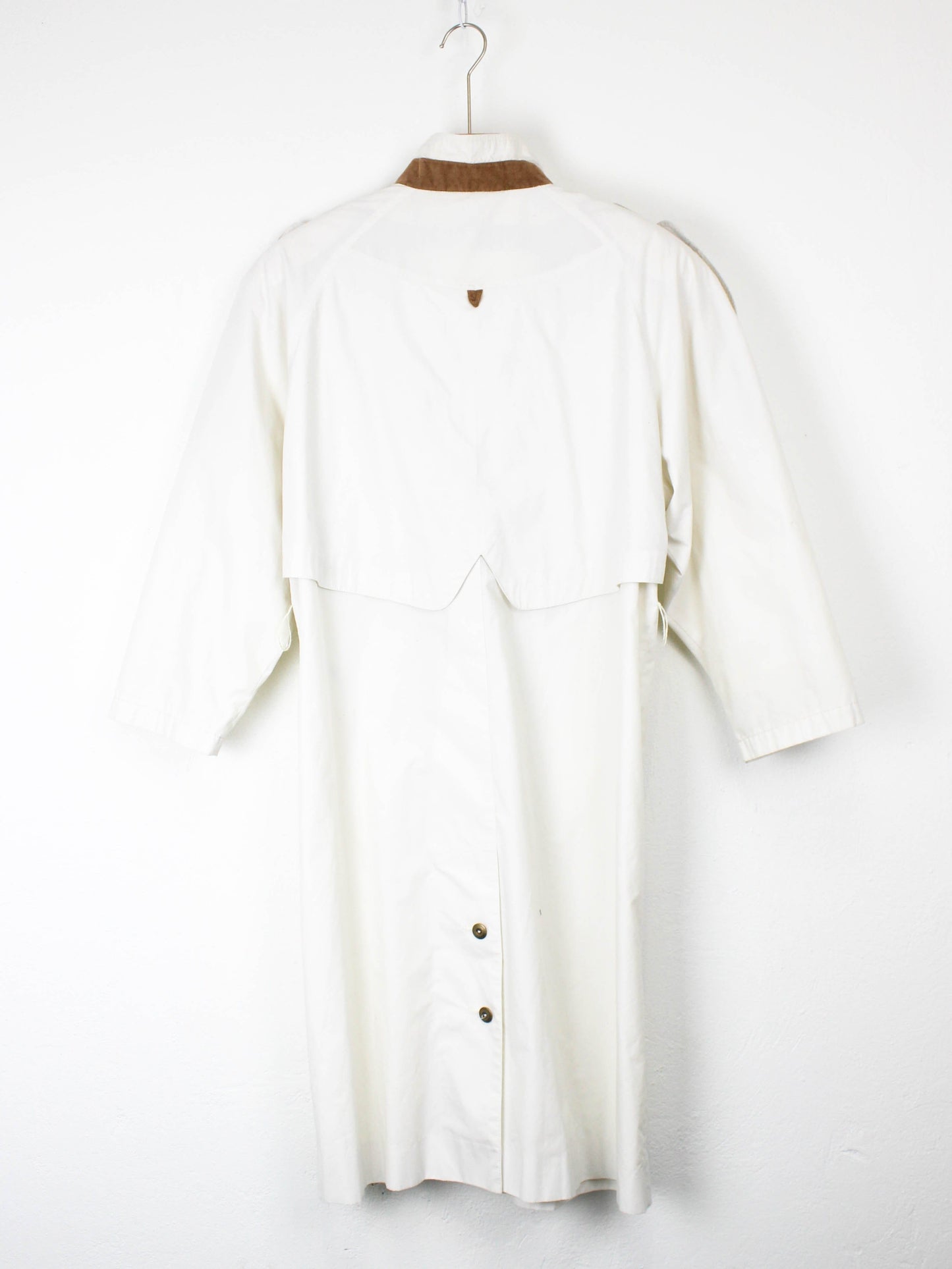 Білий тренч із шкіряними вставками SAVANA