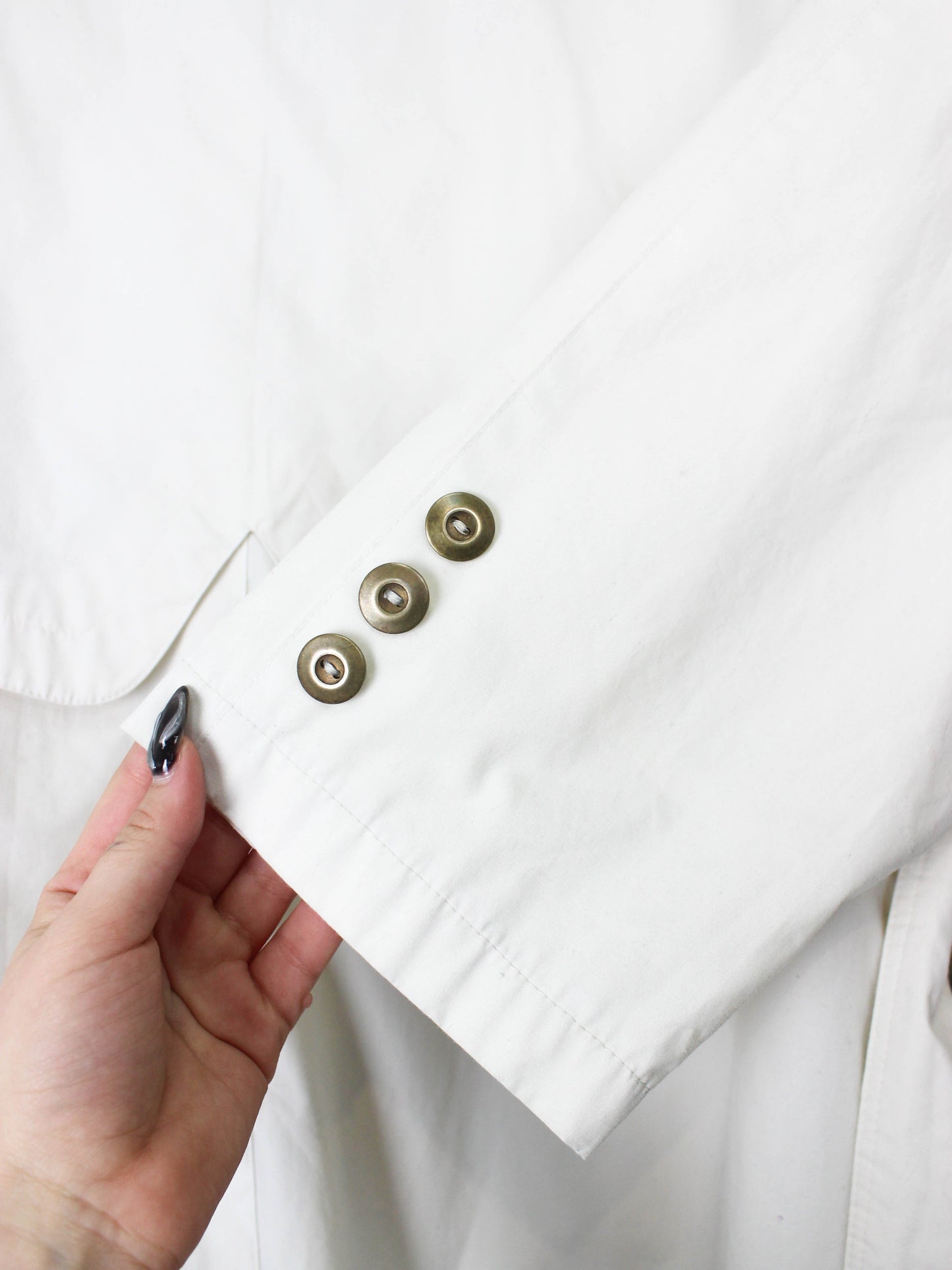 Білий тренч із шкіряними вставками SAVANA