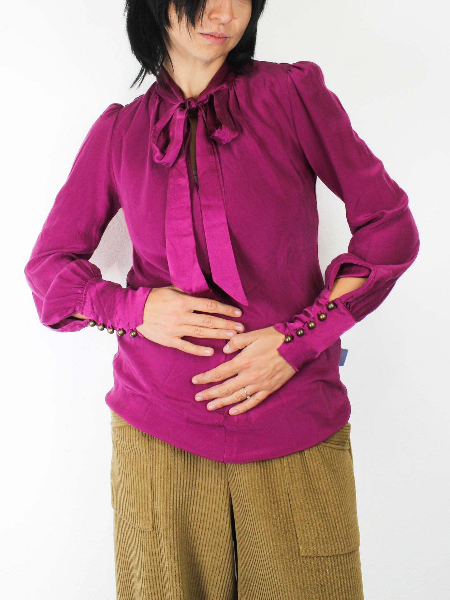 Шовкова блуза пурпурного кольору кольору