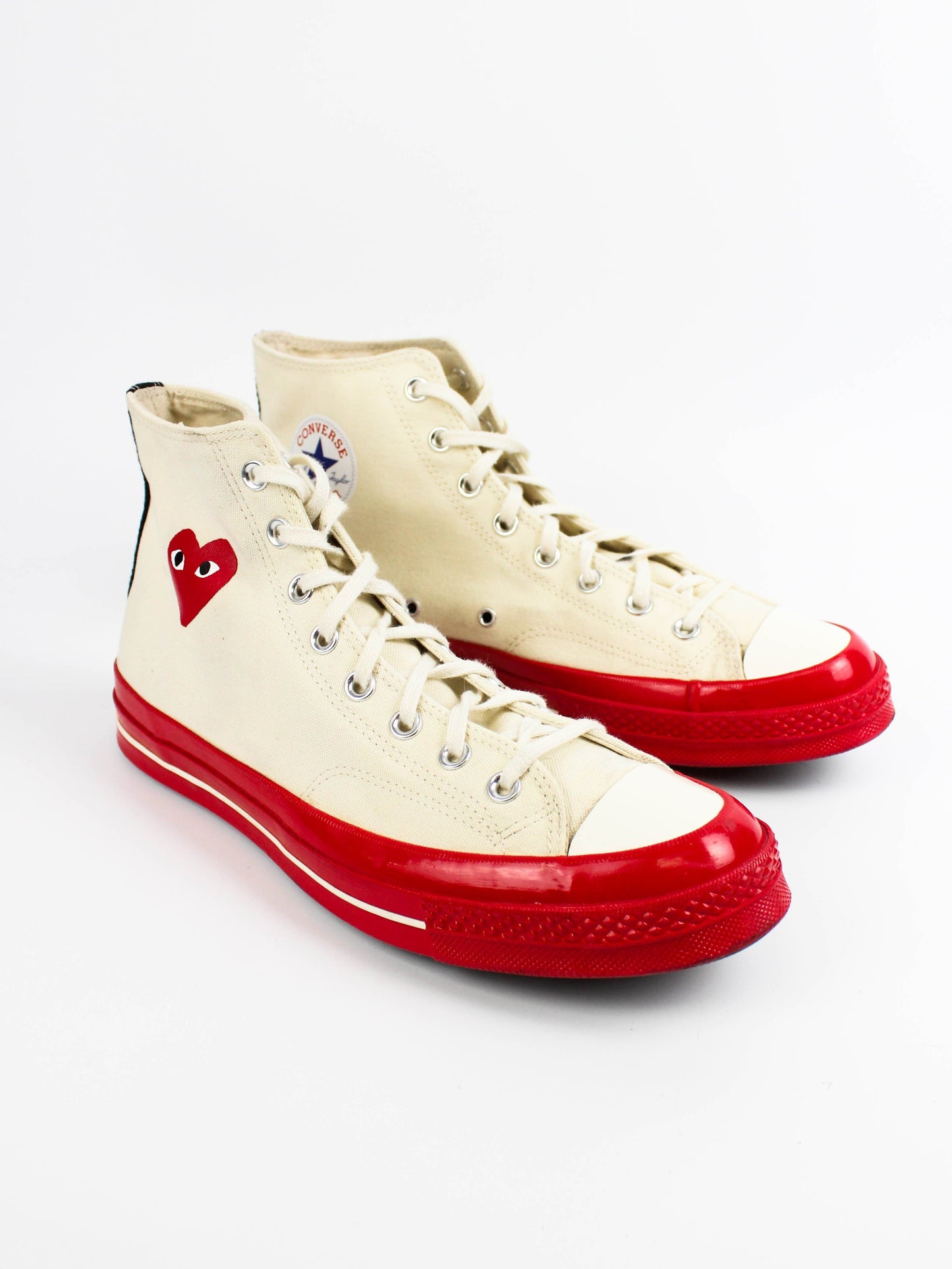 Comme des Garcons Play X Chuck 70 Hi Shoes Egret/Red Beige