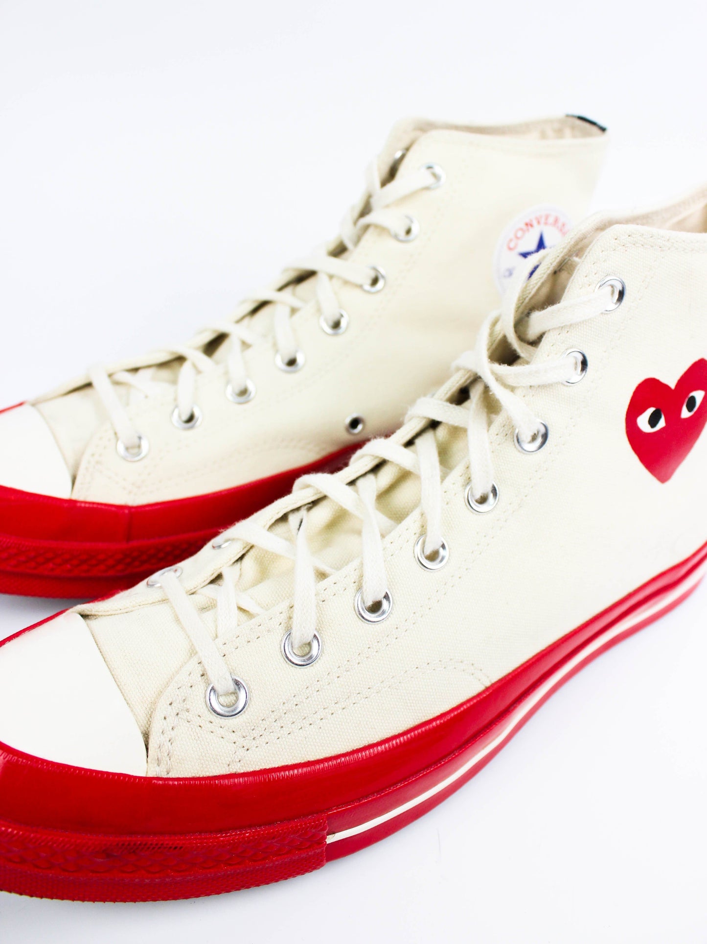 Comme des Garcons Play X Chuck 70 Hi Shoes Egret/Red Beige