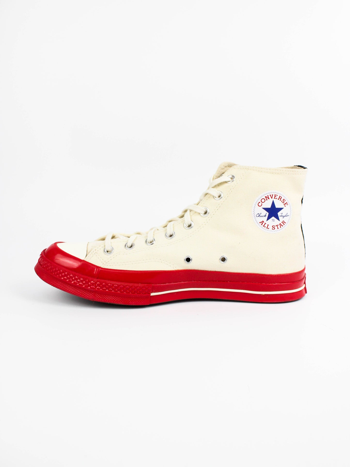 Comme des Garcons Play X Chuck 70 Hi Shoes Egret/Red Beige