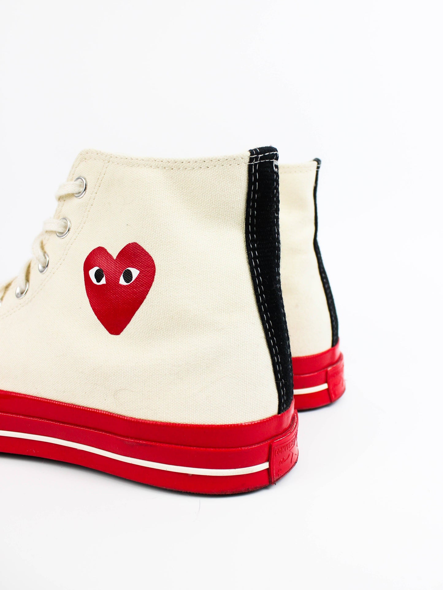 Comme des Garcons Play X Chuck 70 Hi Shoes Egret/Red Beige