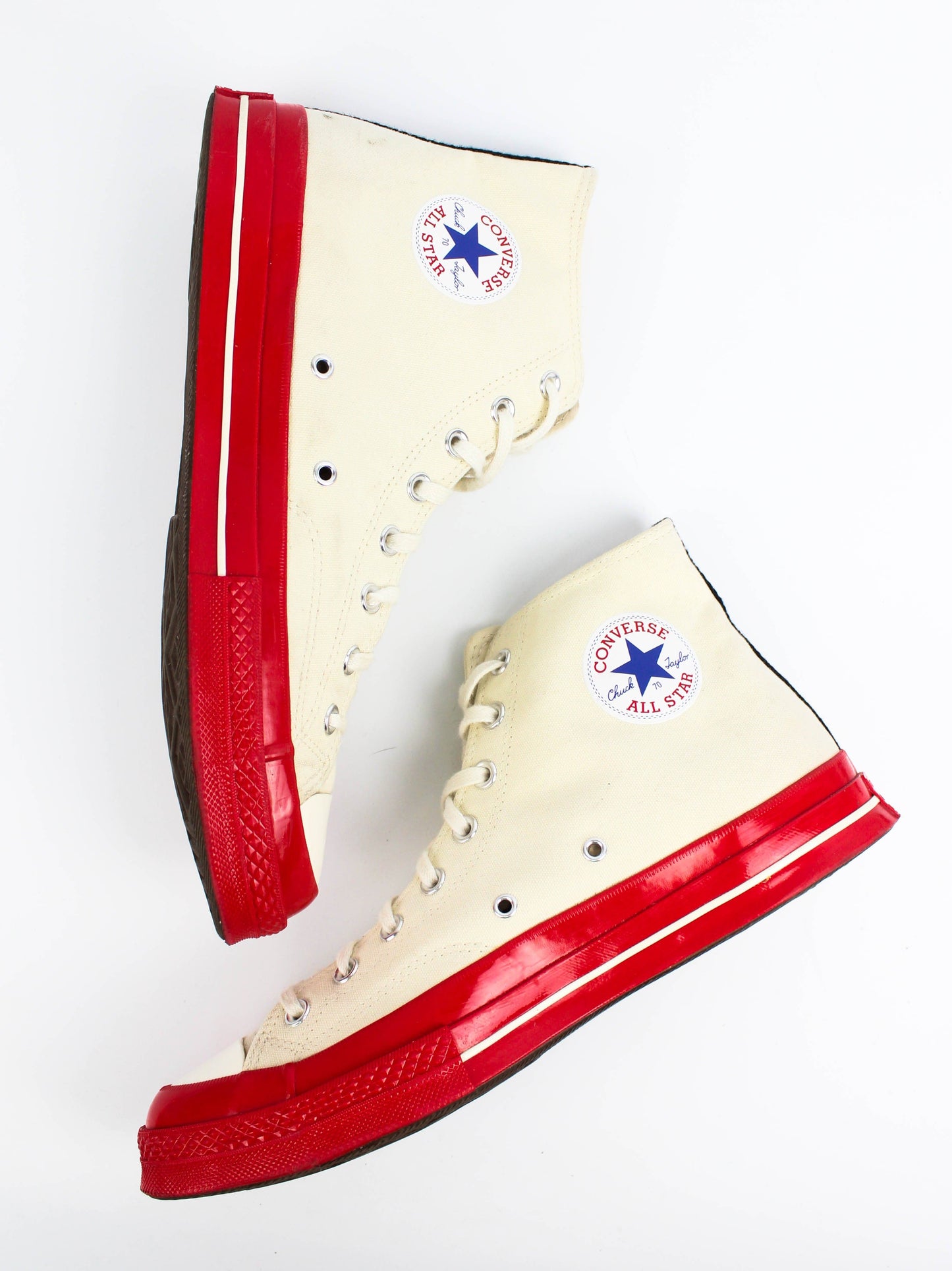 Comme des Garcons Play X Chuck 70 Hi Shoes Egret/Red Beige