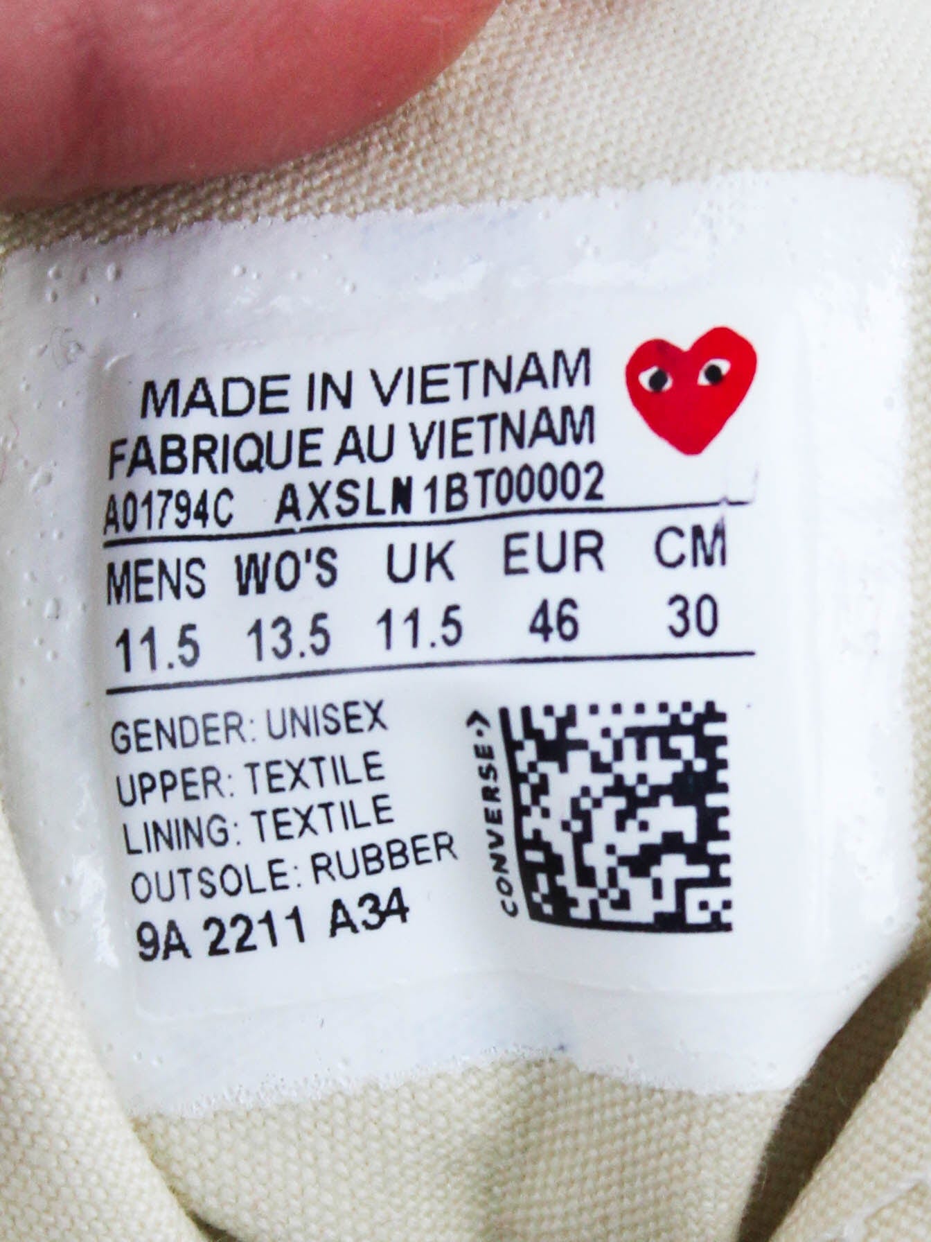 Comme des Garcons Play X Chuck 70 Hi Shoes Egret/Red Beige