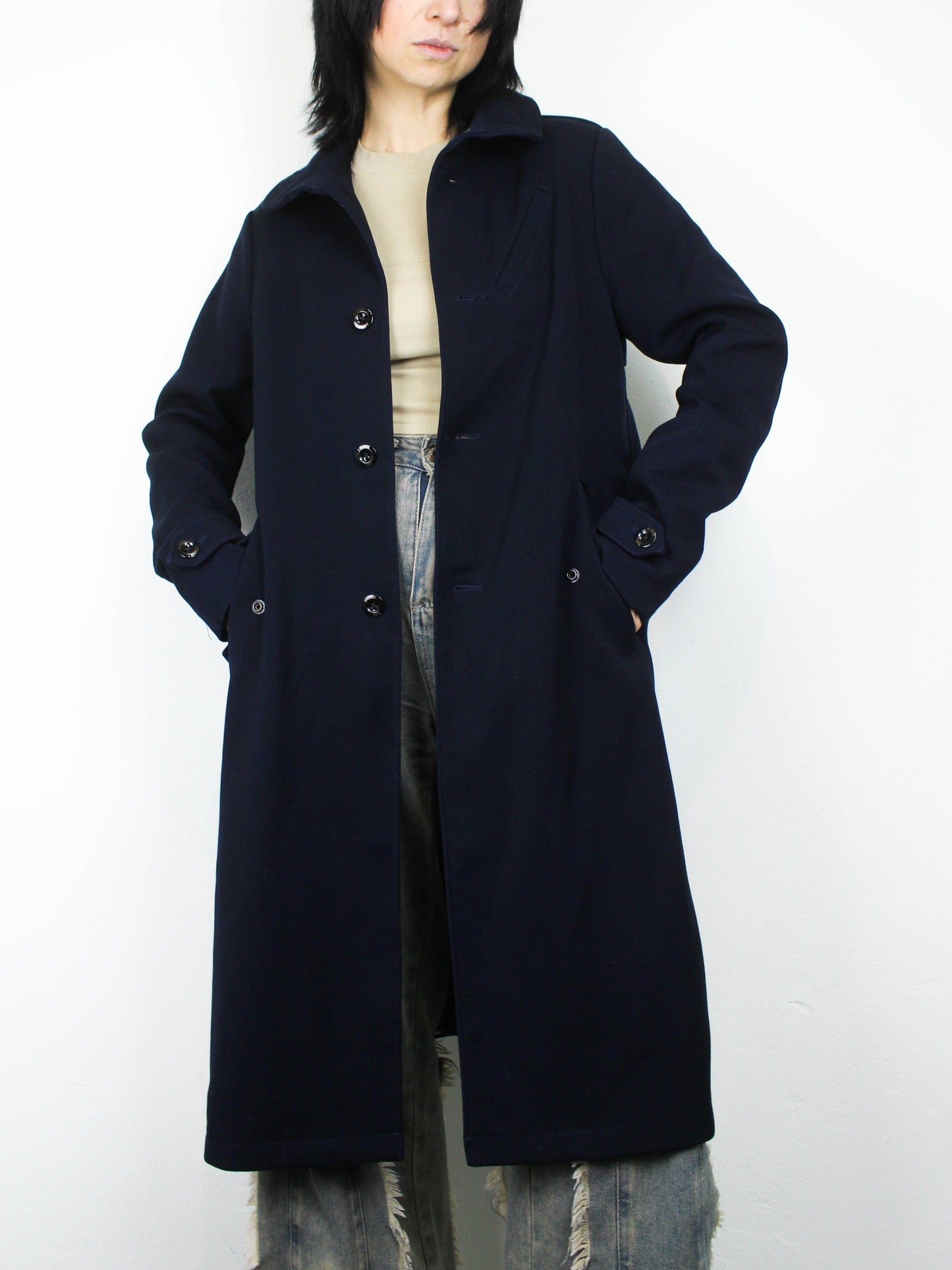 Синє пальто на поясі G-Star