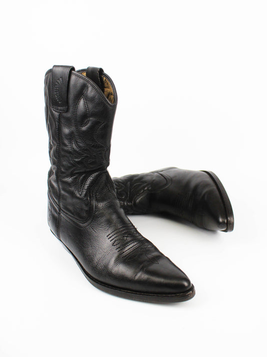 Black Leather Cowboy Boots