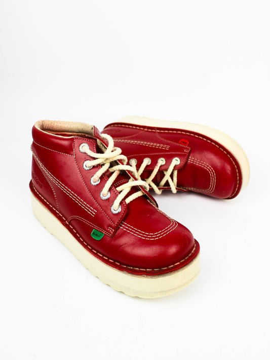 Kickers Kick Red Leather Boot vintage