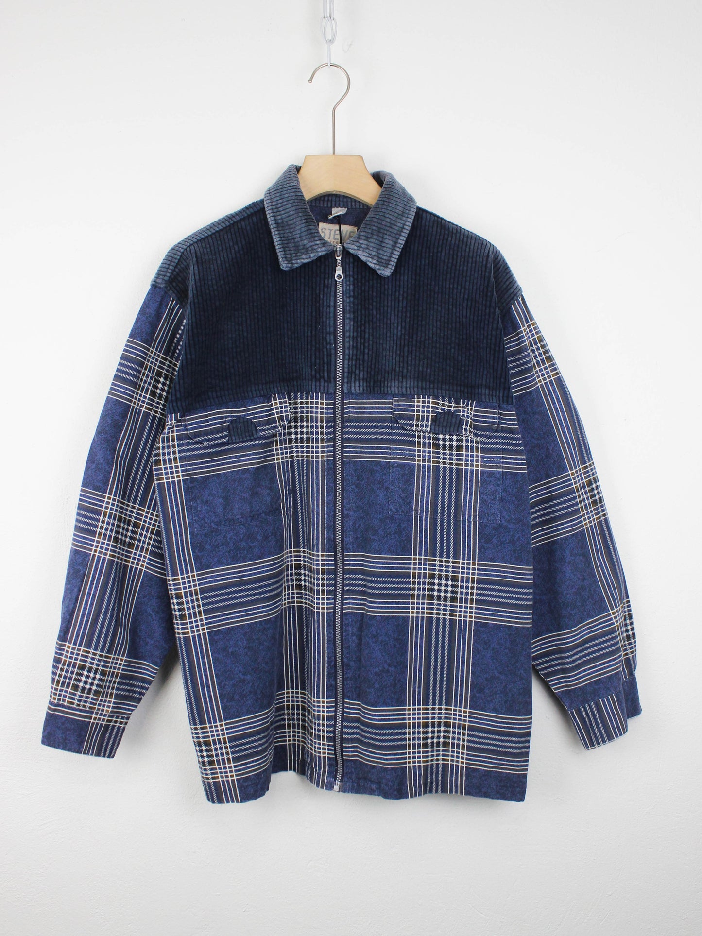 Вінтажна картата сорочка з джинсовими вставками