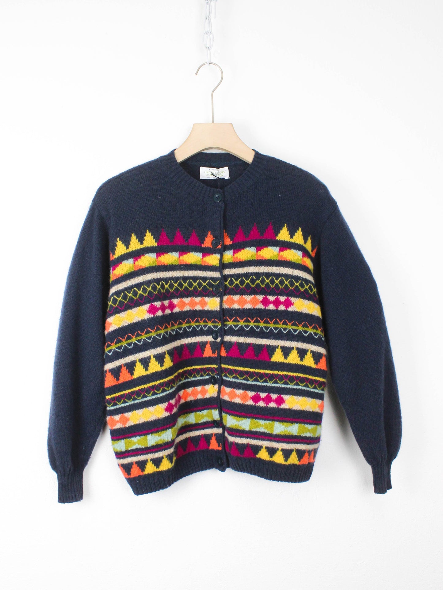 Вовняна кофта Benetton з геометричним візерунком 90-х