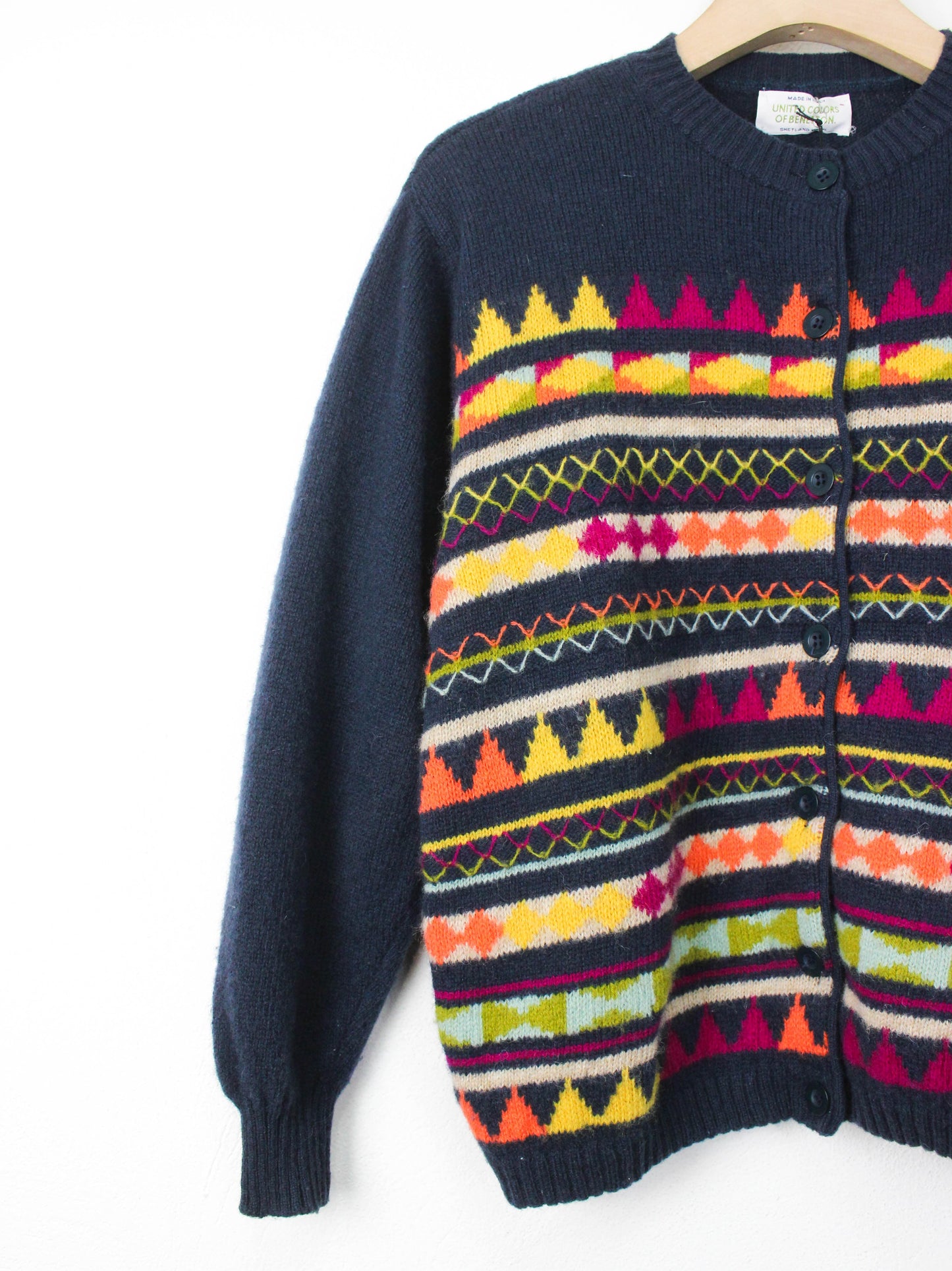 Вовняна кофта Benetton з геометричним візерунком 90-х