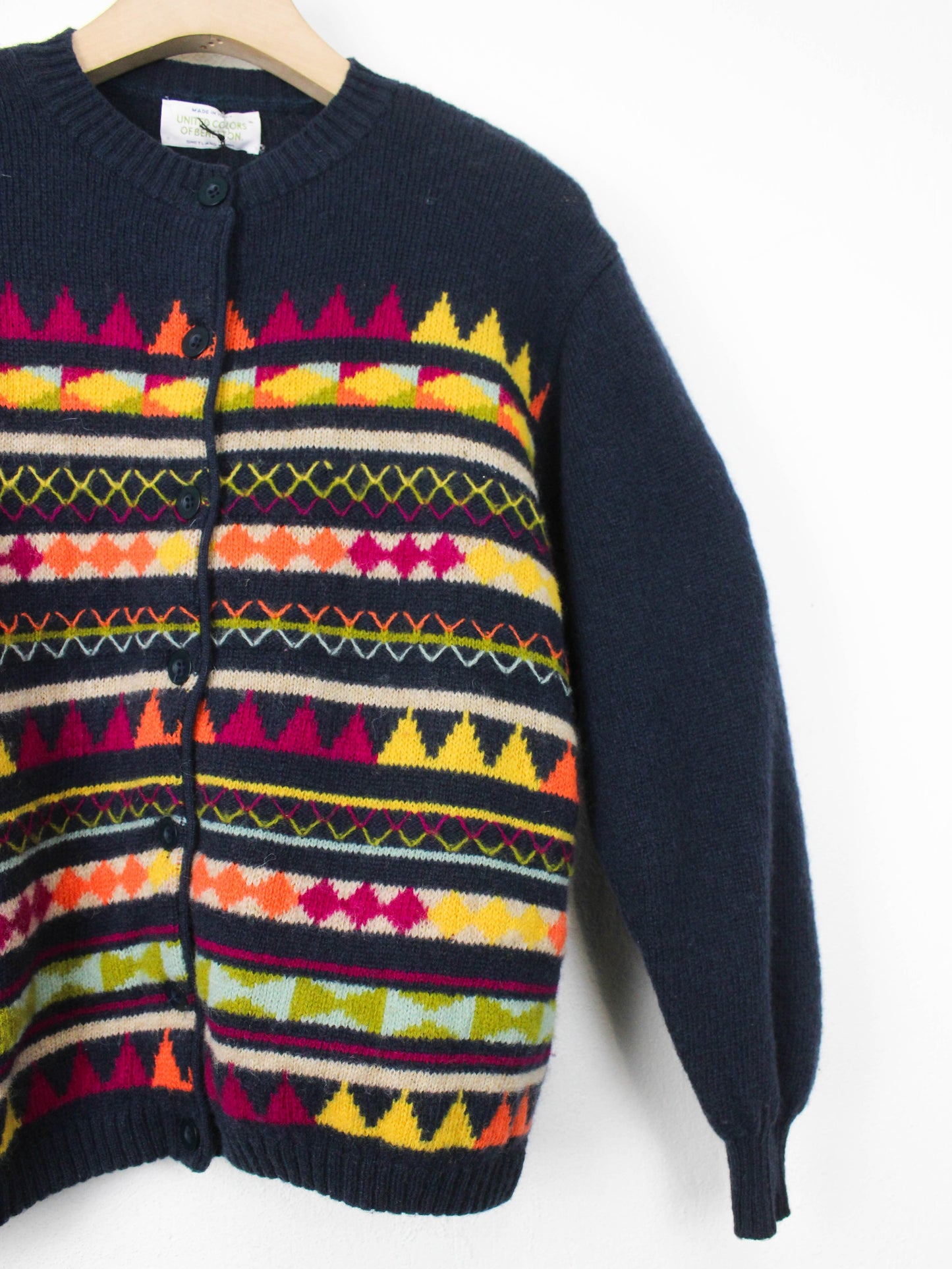 Вовняна кофта Benetton з геометричним візерунком 90-х