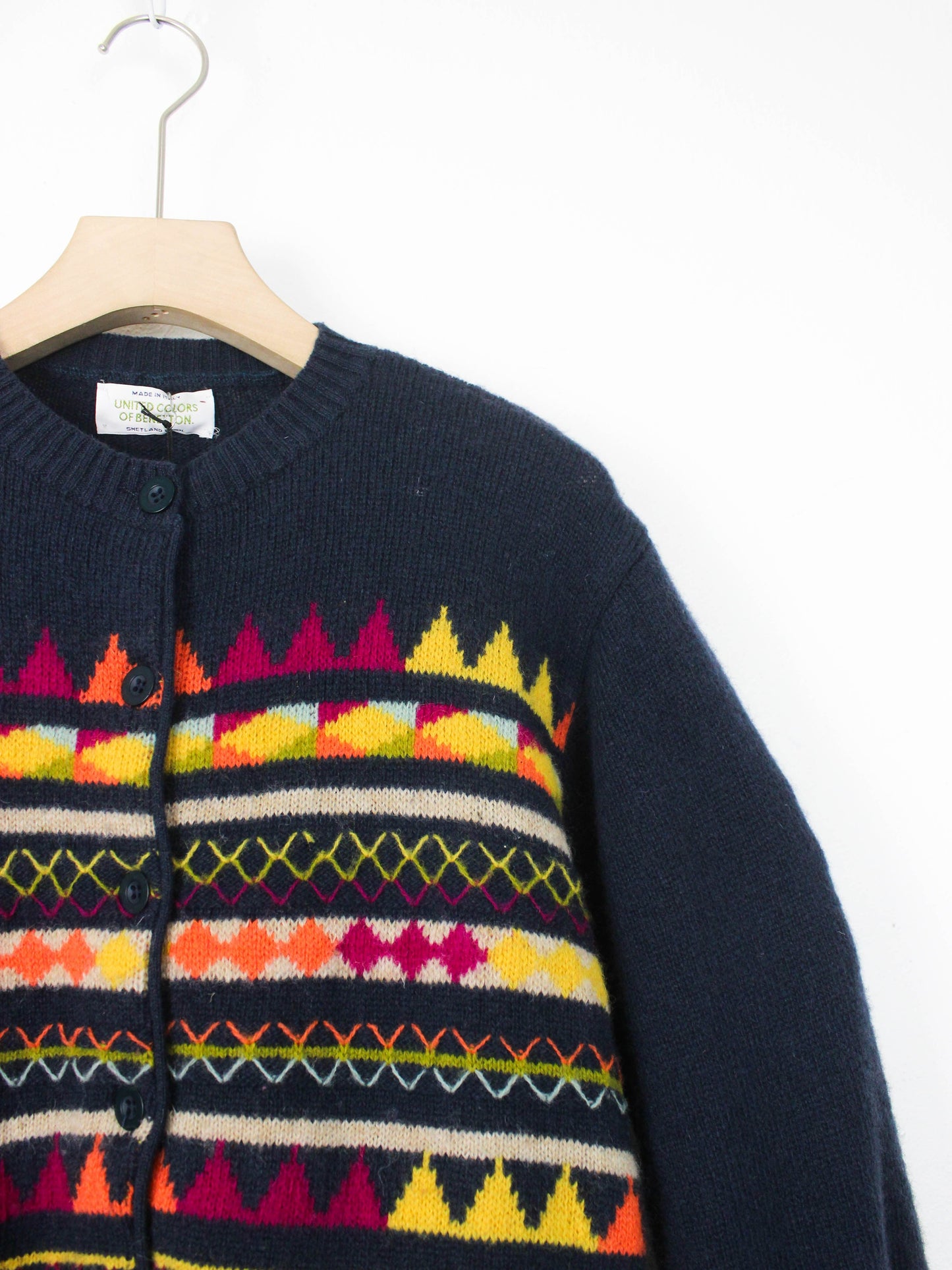 Вовняна кофта Benetton з геометричним візерунком 90-х