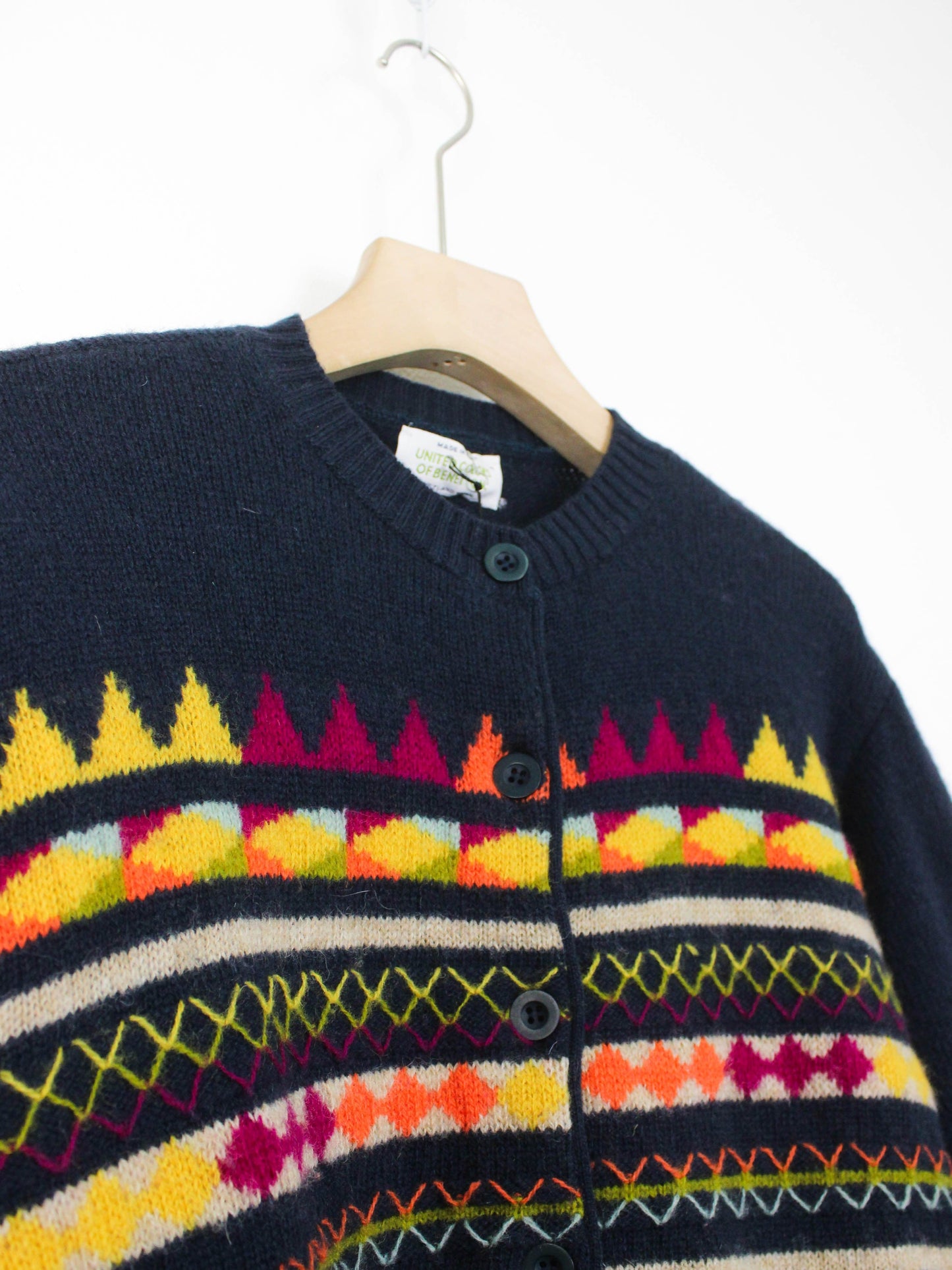 Вовняна кофта Benetton з геометричним візерунком 90-х