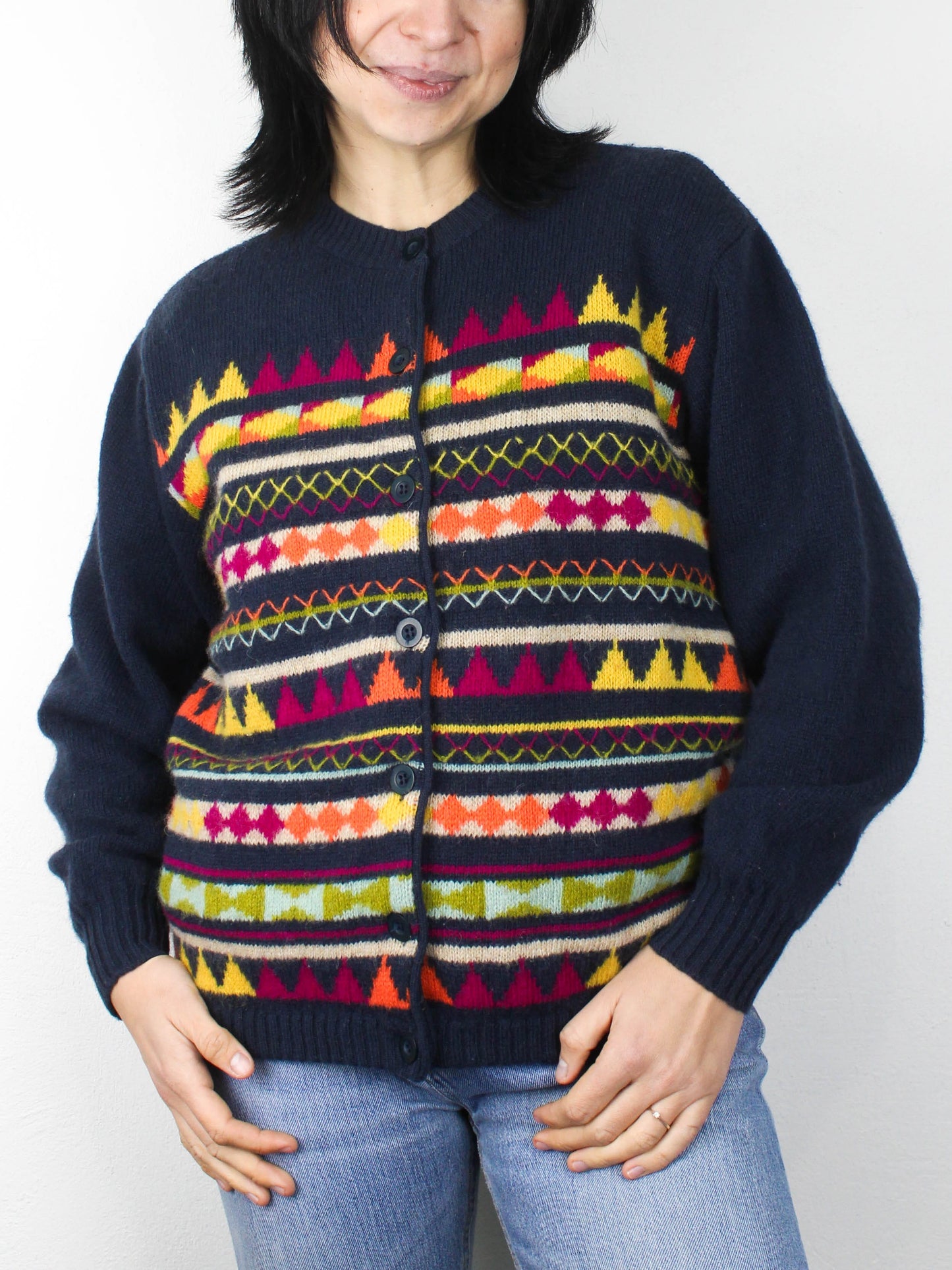 Вовняна кофта Benetton з геометричним візерунком 90-х