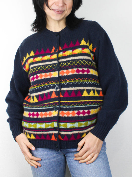 Вовняна кофта Benetton з геометричним візерунком 90-х