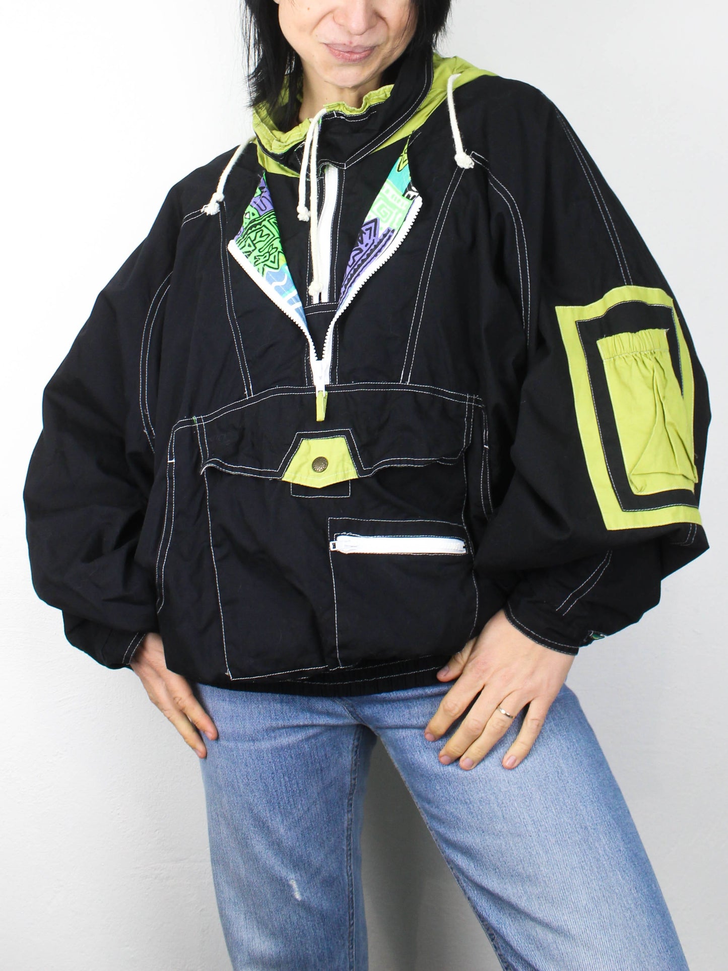 Анорак з 90-х з неоновими вставками