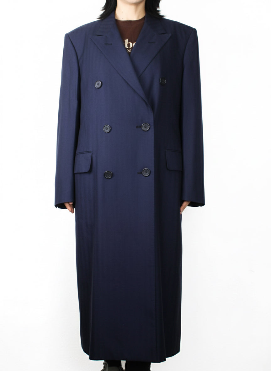 Довге темно-синє пальто Aquascutum, made in England