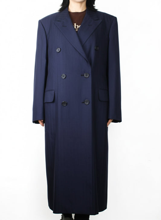 Довге темно-синє пальто Aquascutum, made in England