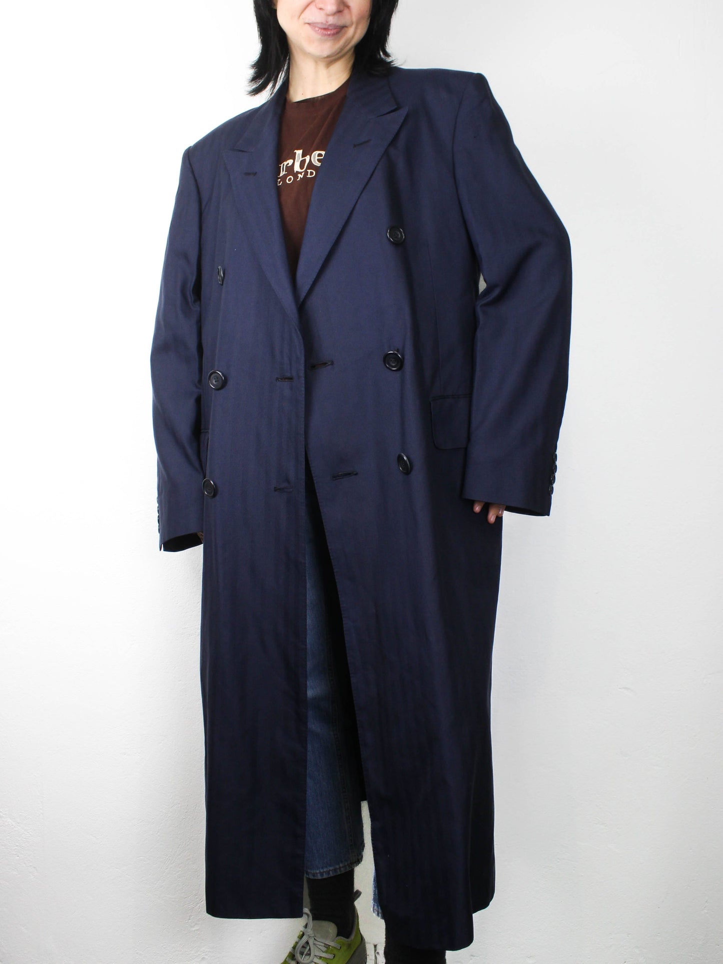 Довге темно-синє пальто Aquascutum, made in England