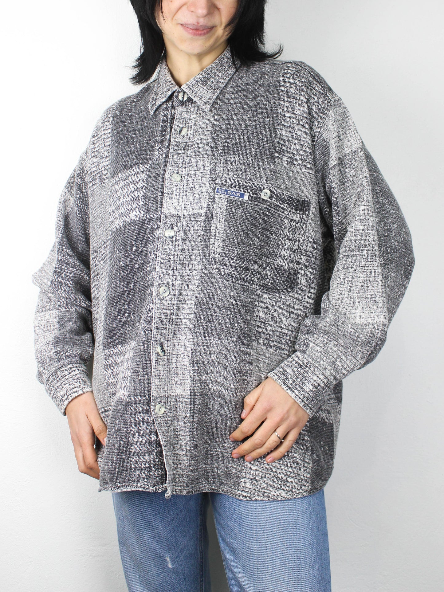 Сіра бавовняна сорочка з візерунком у клітинку