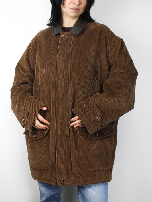 Коричнева вельветова куртка з вовняною підкладкою