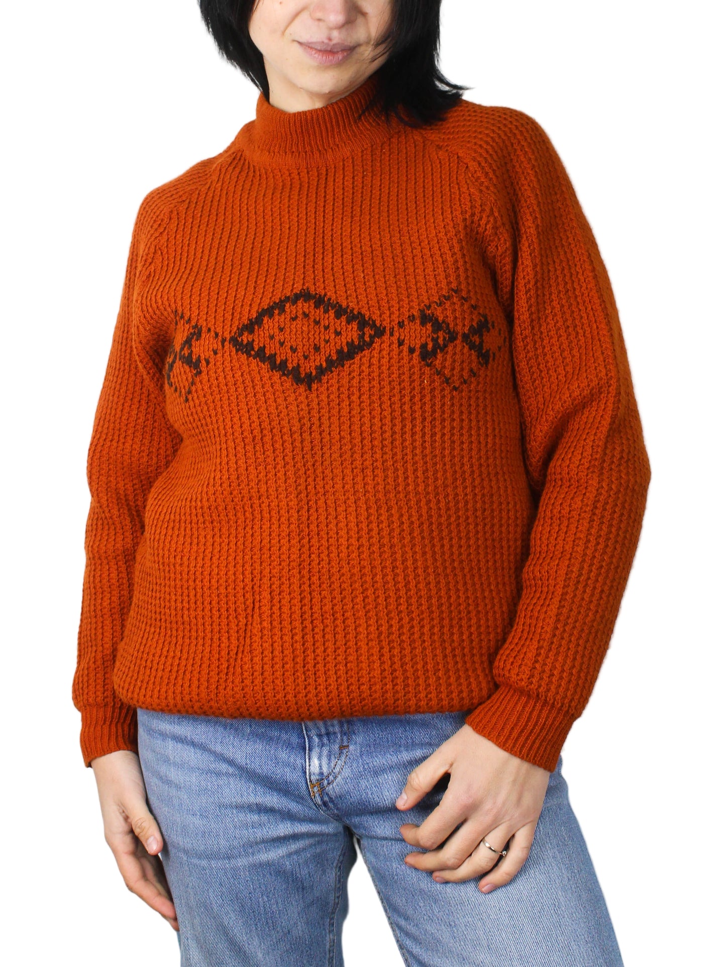 Вʼязаний вінтажний светр кольору моркви