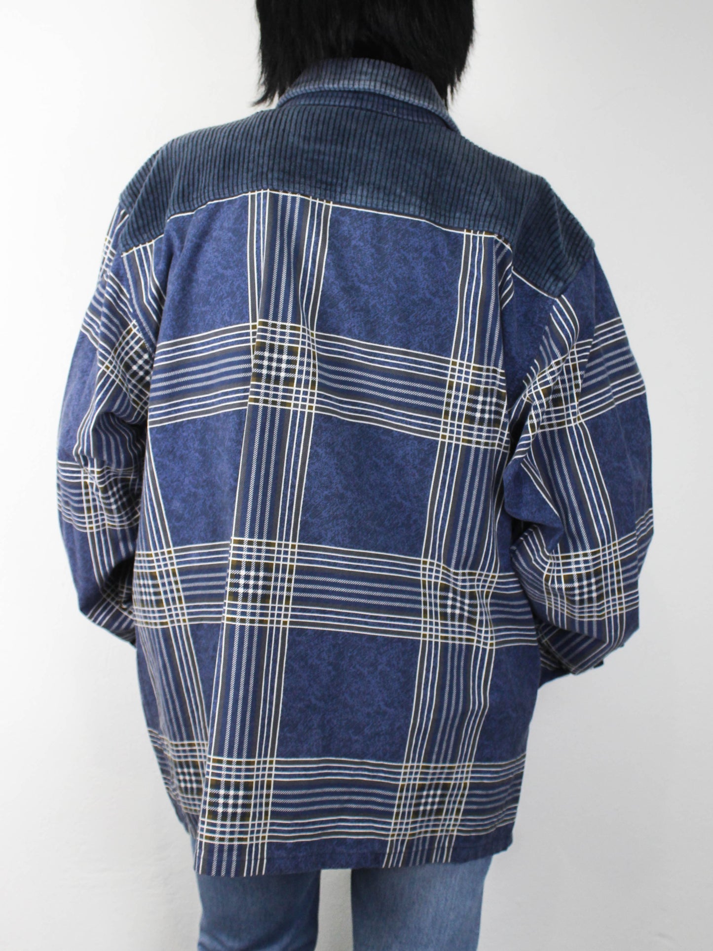 Вінтажна картата сорочка з джинсовими вставками