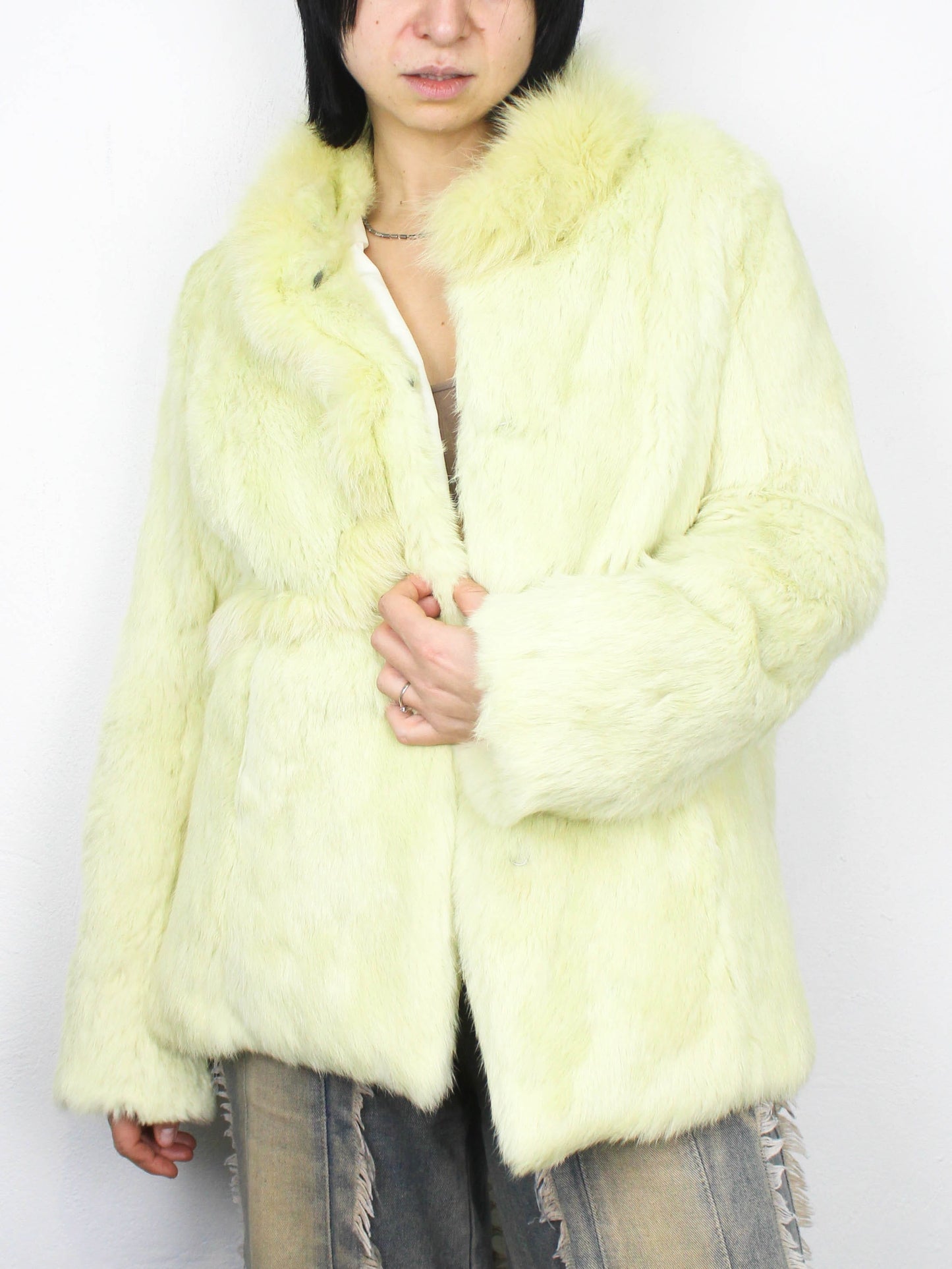 Лимонна вінтажна шуба