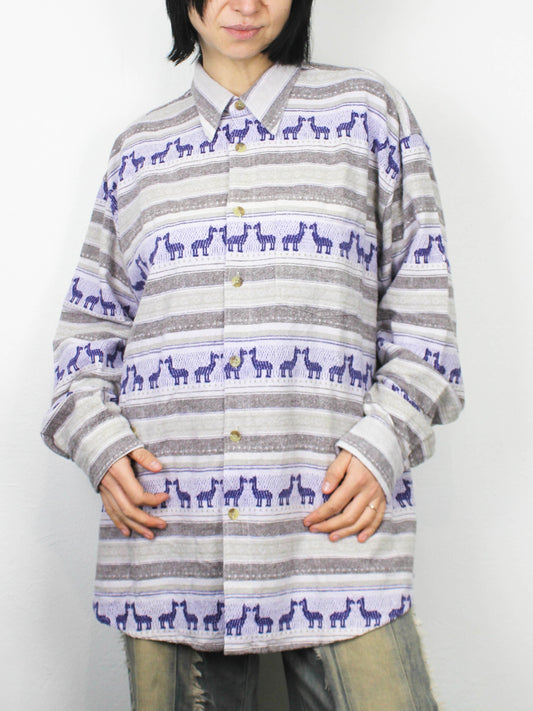 Пастельна сорочка із візерунком лам Gaucho Authentic