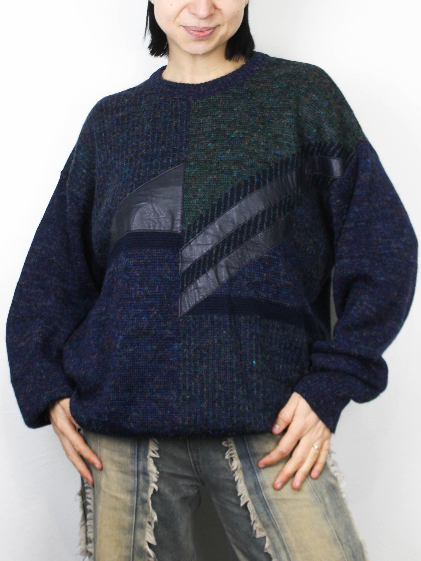 Светр із шкіряними вставками Perquemo Fashion