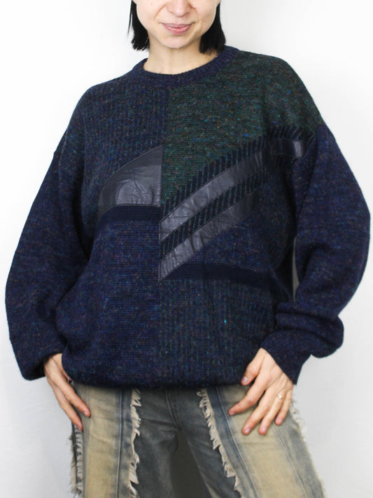 Светр із шкіряними вставками Perquemo Fashion