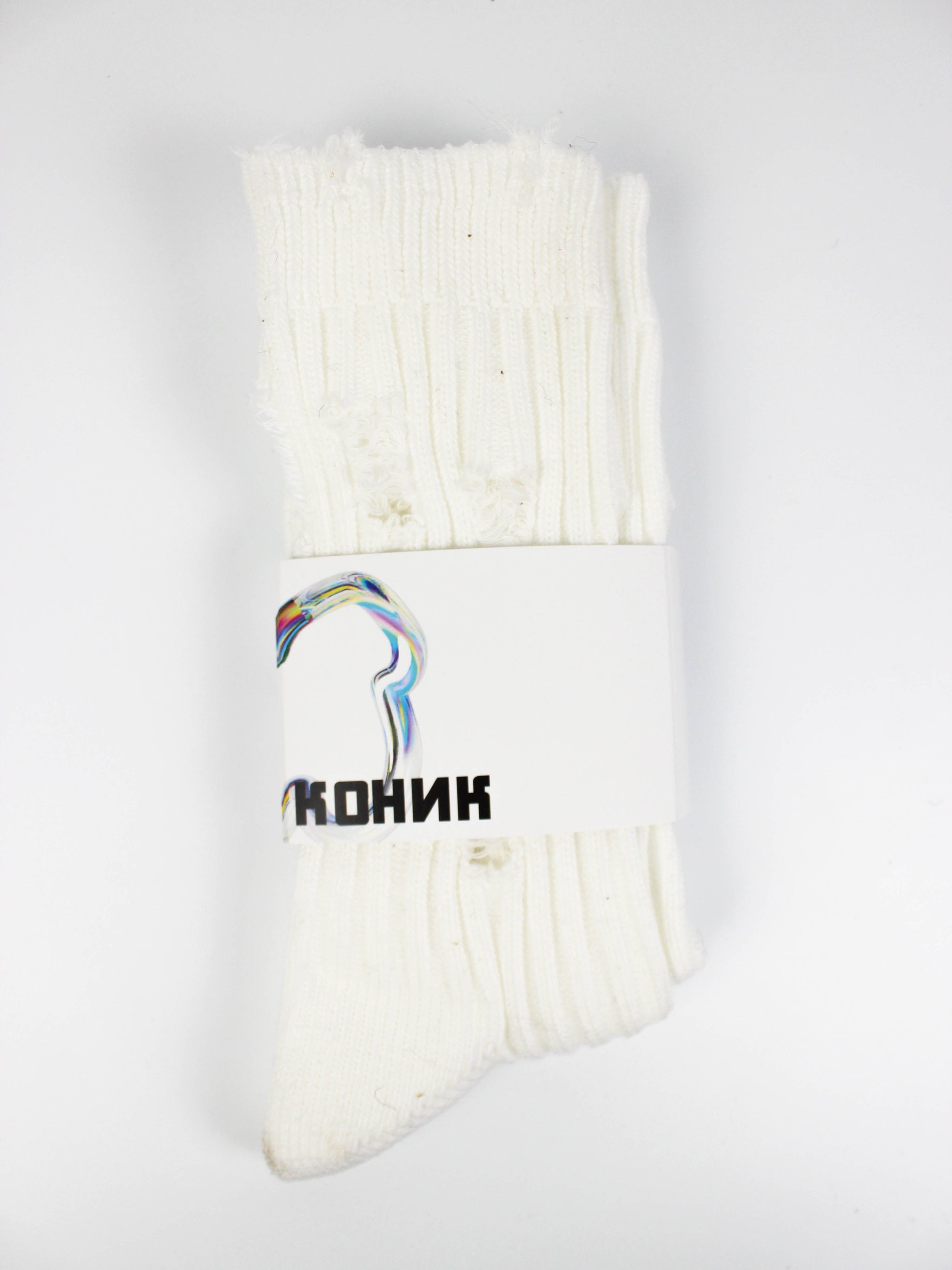 Сірі/білі шкарпетки із рваностями