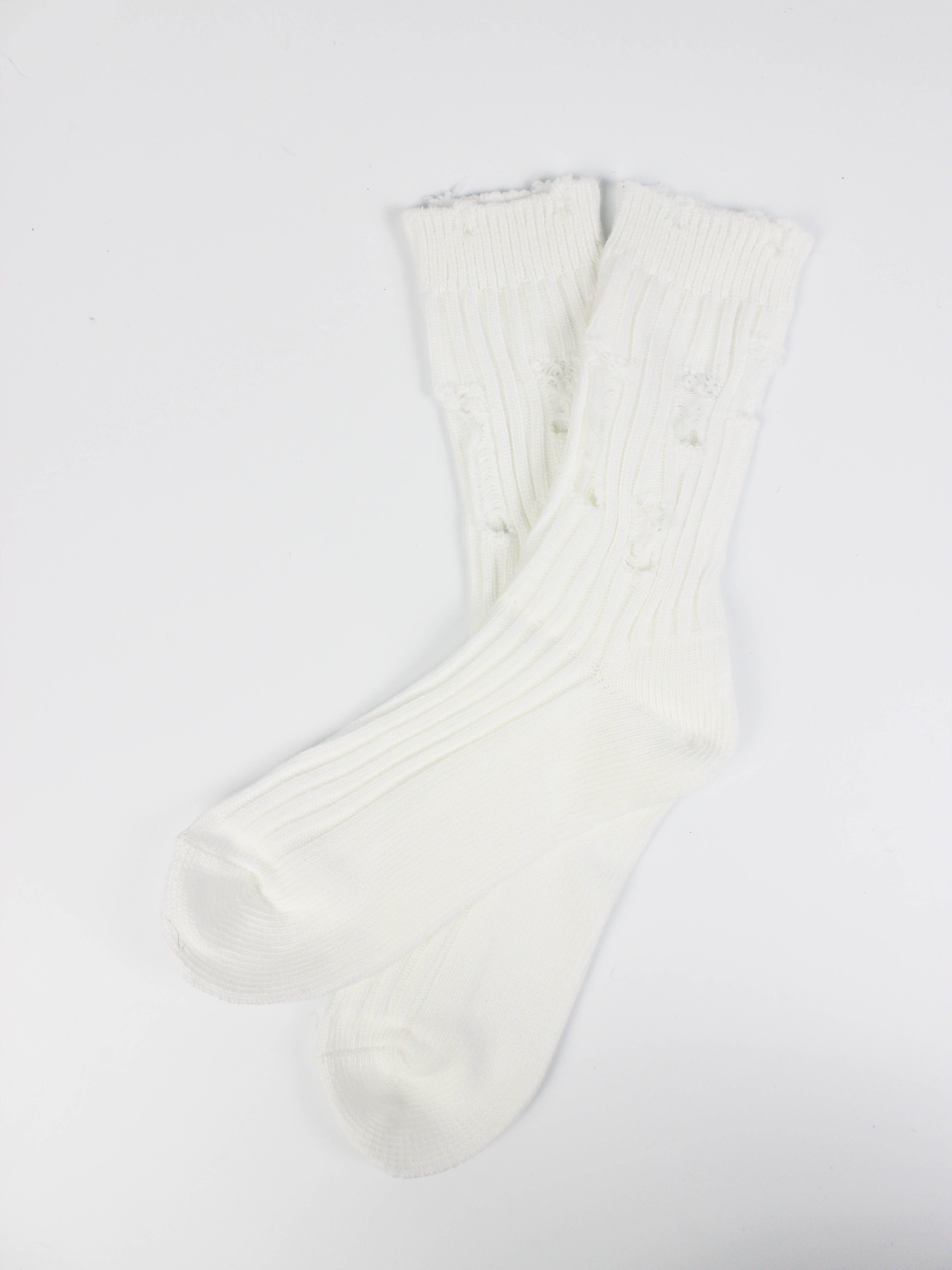 Сірі/білі шкарпетки із рваностями