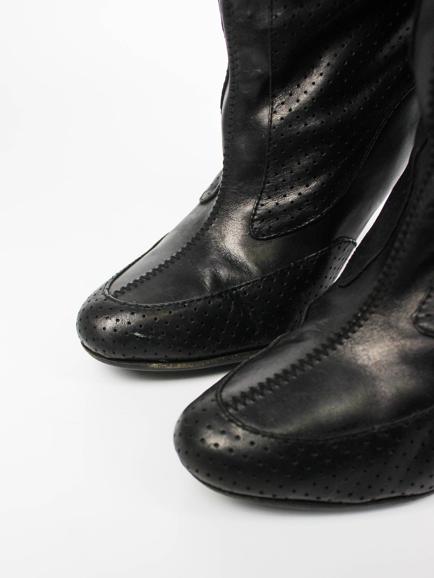 Diesel Eden Perforated Leather Knee-High Heeled Boots