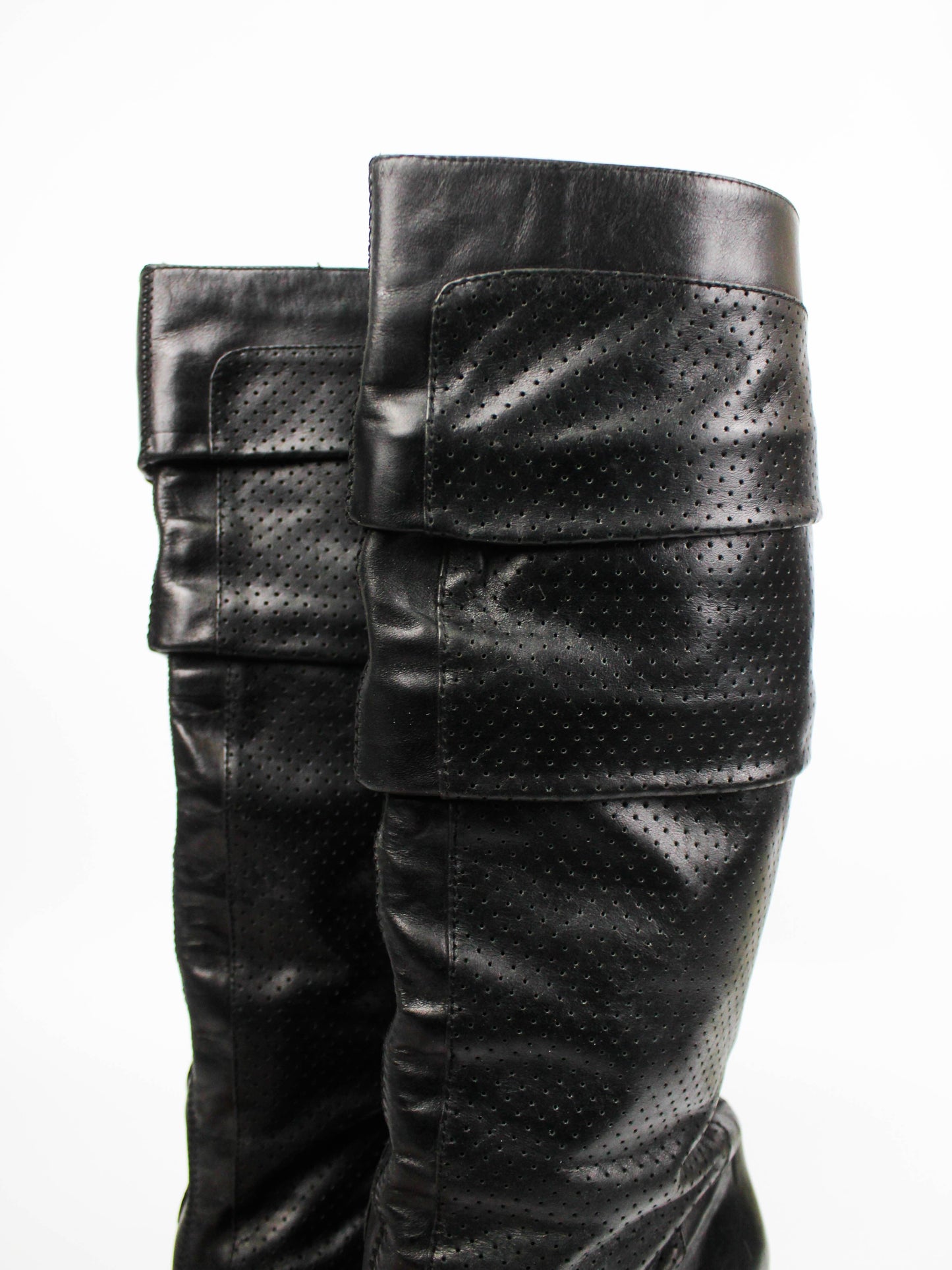 Diesel Eden Perforated Leather Knee-High Heeled Boots