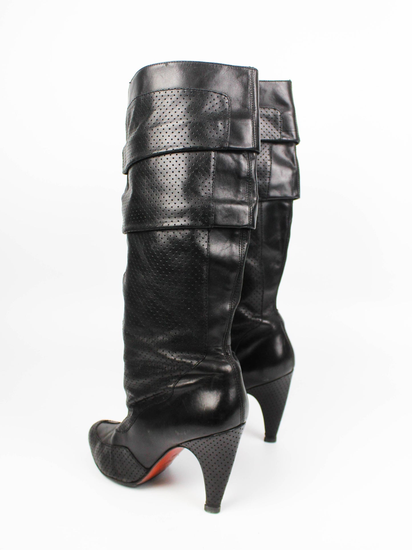 Diesel Eden Perforated Leather Knee-High Heeled Boots