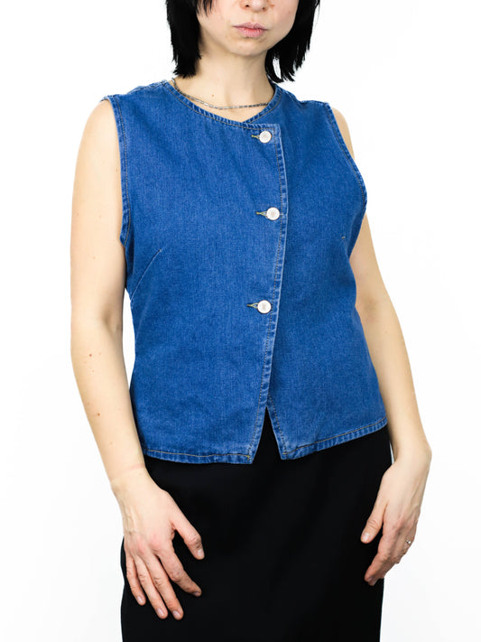 Асиметрична джинсова жилетка
