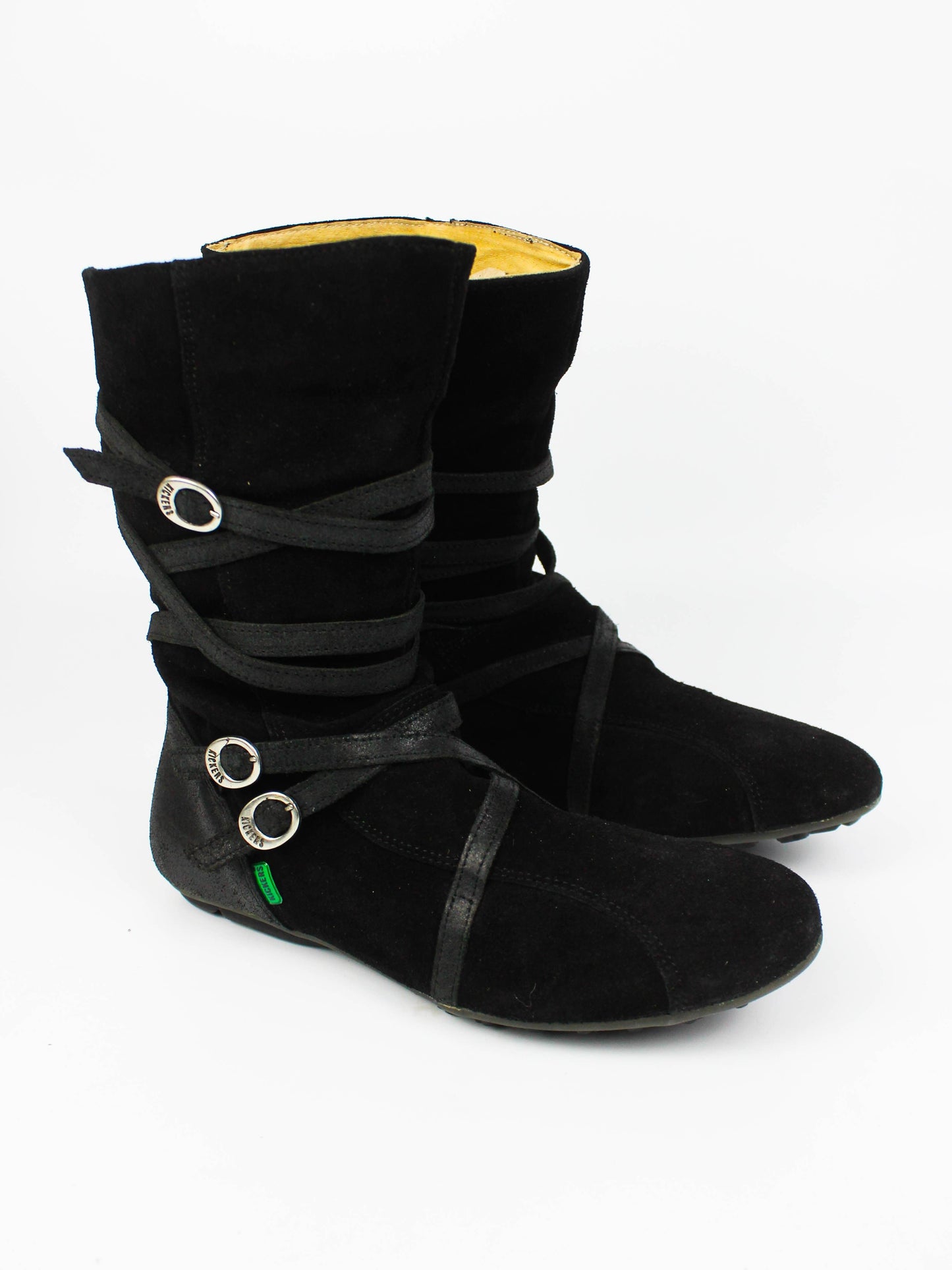 Kickers Wrap Straps Biker Boots Black