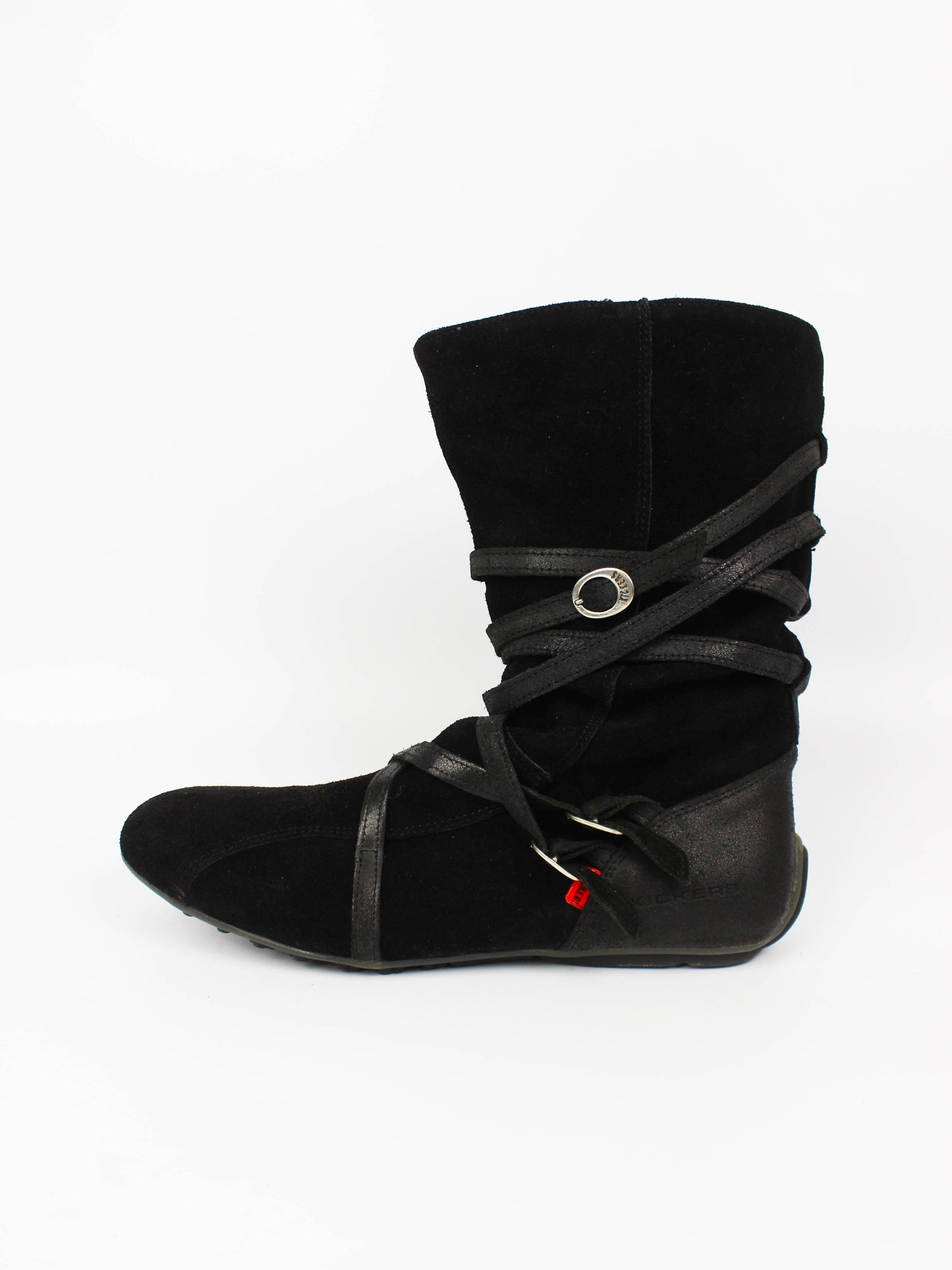 Kickers Wrap Straps Biker Boots Black