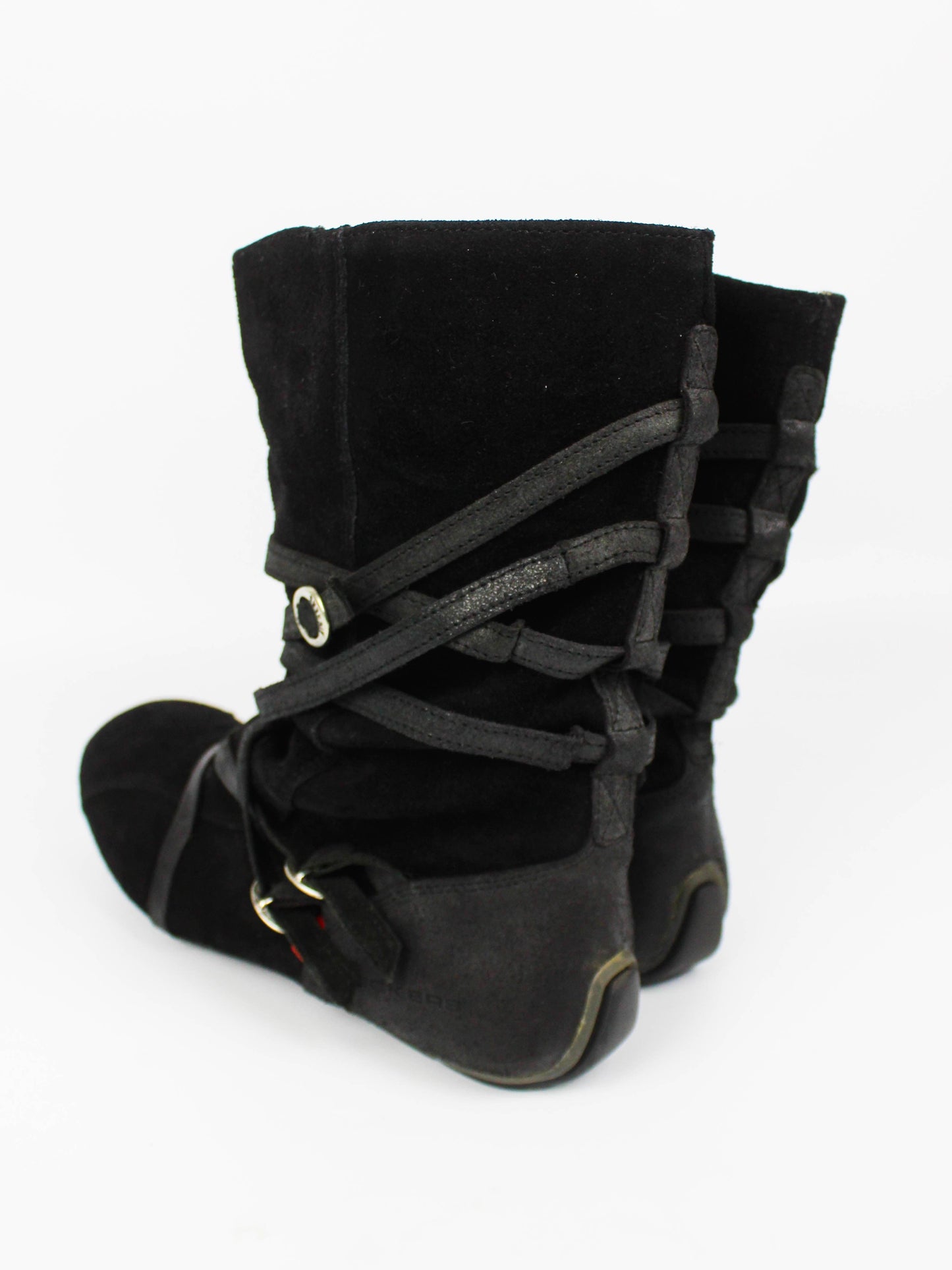 Kickers Wrap Straps Biker Boots Black