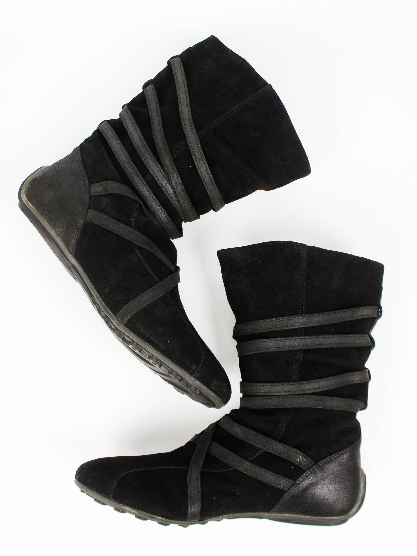 Kickers Wrap Straps Biker Boots Black