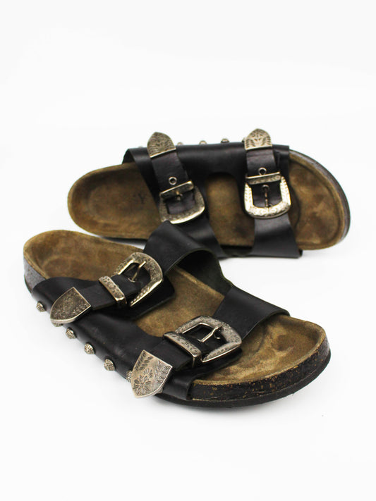 Vintage Italian Leather Studded Sandals