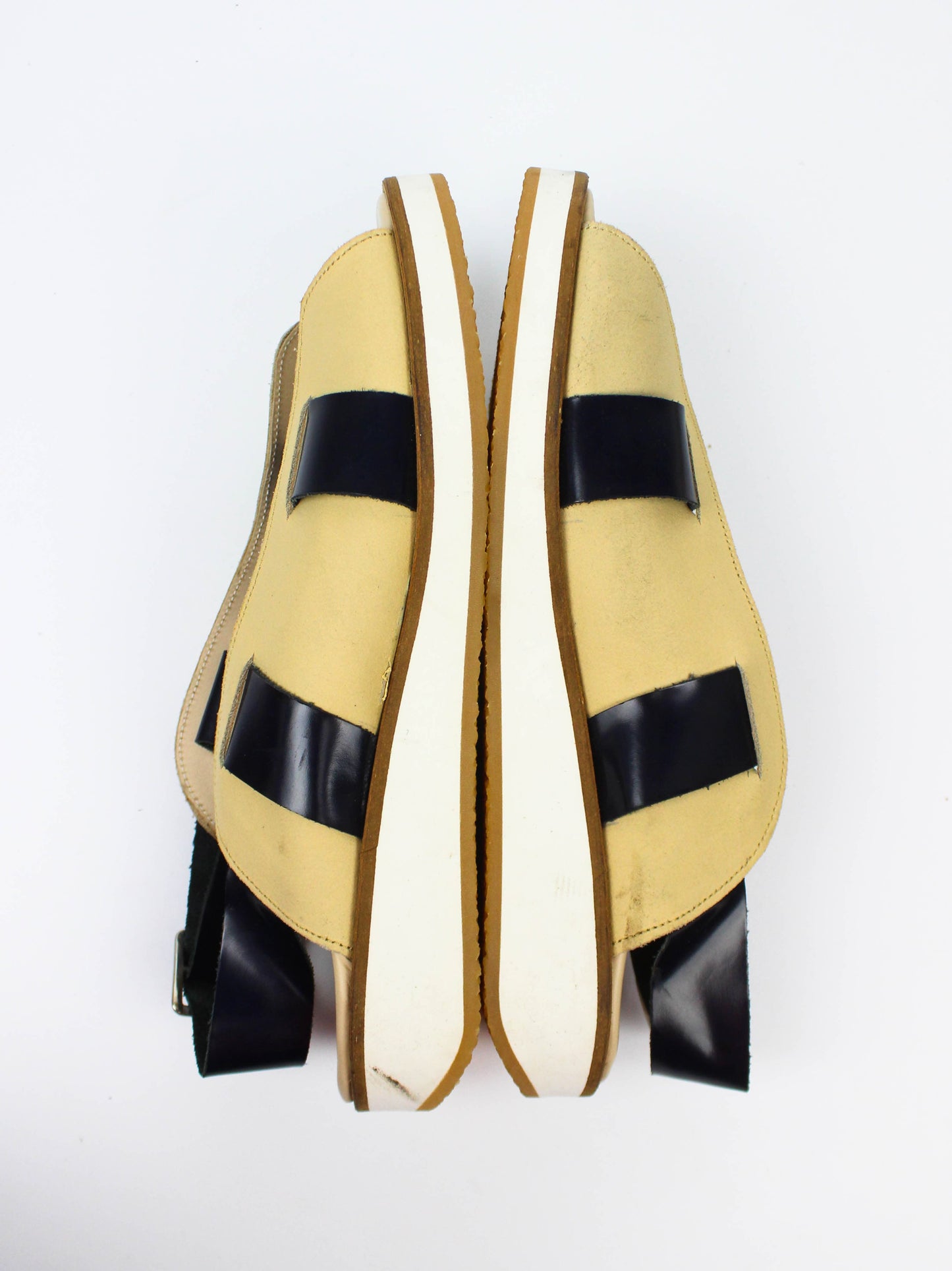 Cream & Black Buckle Sandals