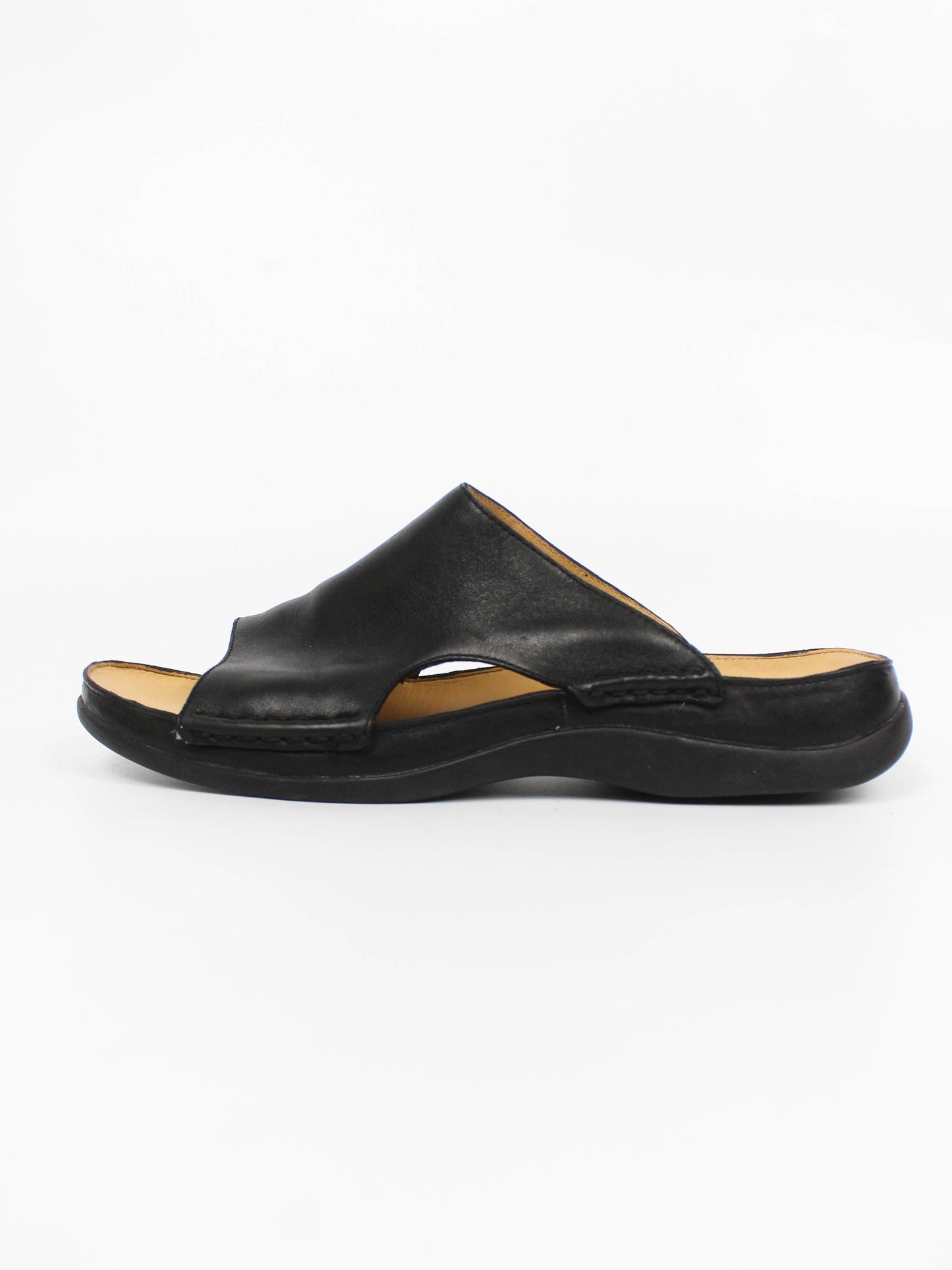 Clarks Springers Black Leather Slide Sandals