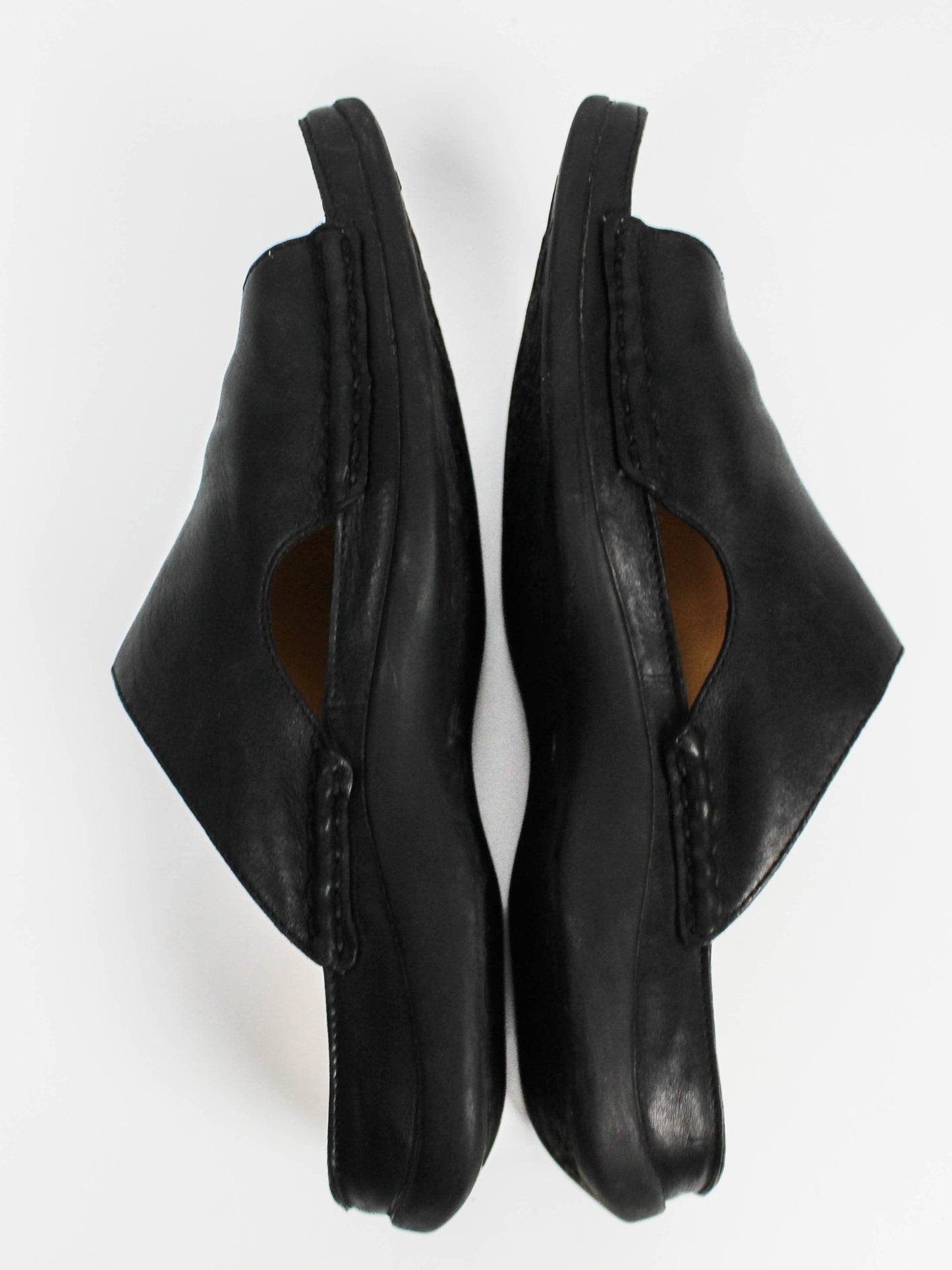Clarks Springers Black Leather Slide Sandals